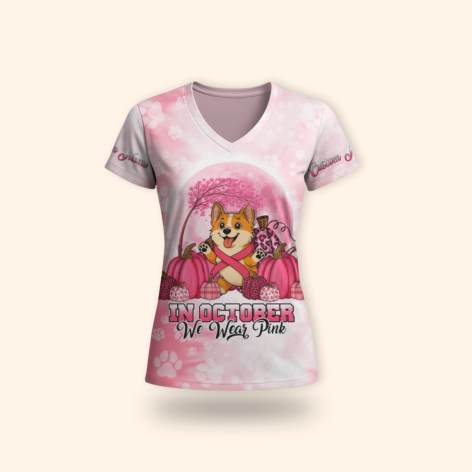 Breast Cancer Awareness Corgi Custom Name, Custom Choo