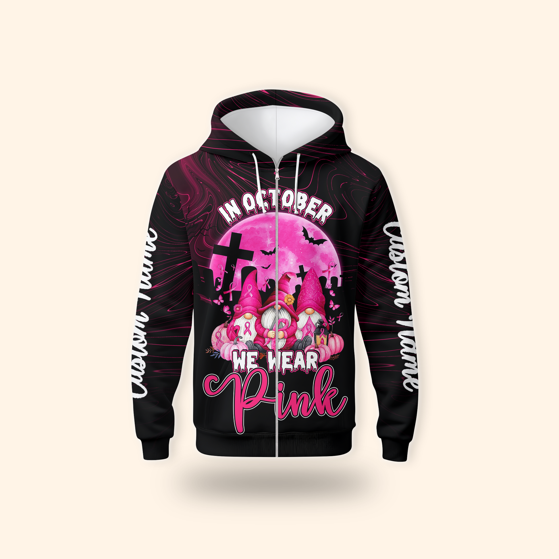Personalized "In October We Wear Pink" Gnomes Breast Cancer Awareness Shirt, Custom Choo