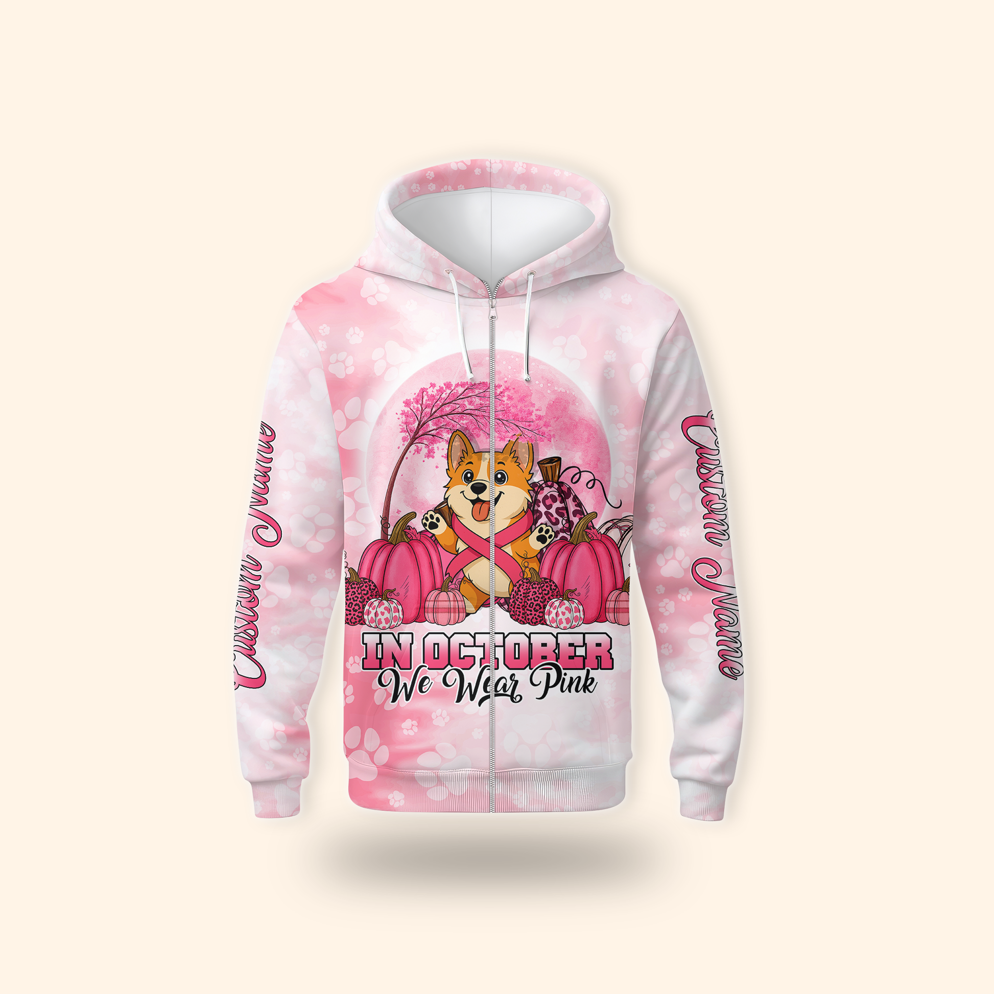 Breast Cancer Awareness Corgi Custom Name, Custom Choo