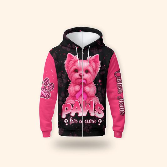 Personalized Paws For A Cure - Breast Cancer Awareness Shirt, Custom Choo