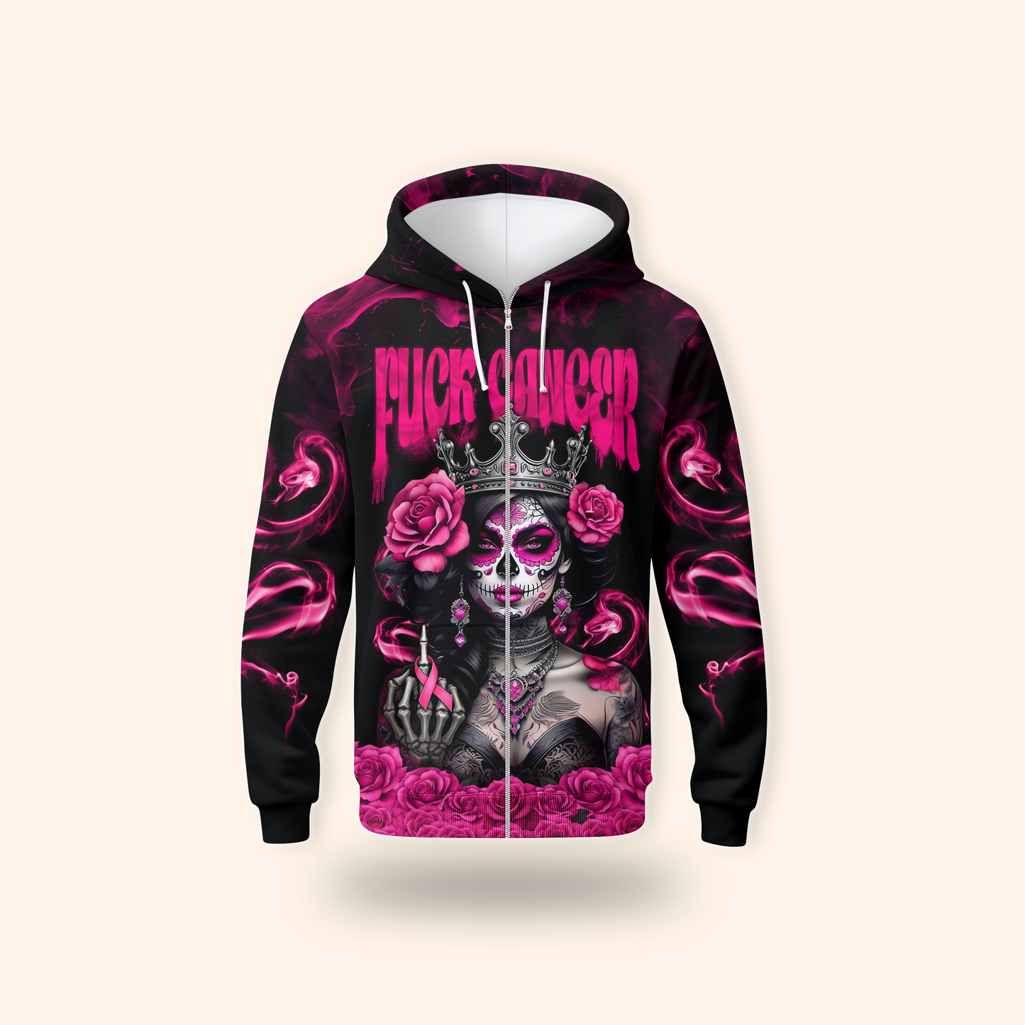 Breast Cancer Warrior Sugar Skull Shirt, Custom Choo