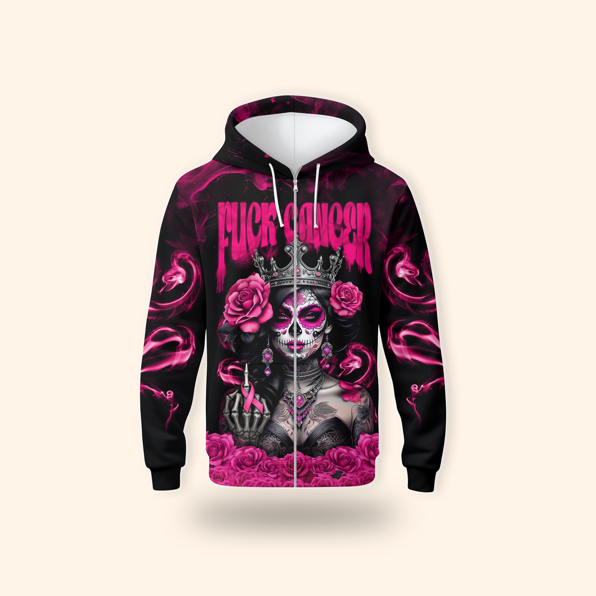 Breast Cancer Warrior Sugar Skull Shirt, Custom Choo