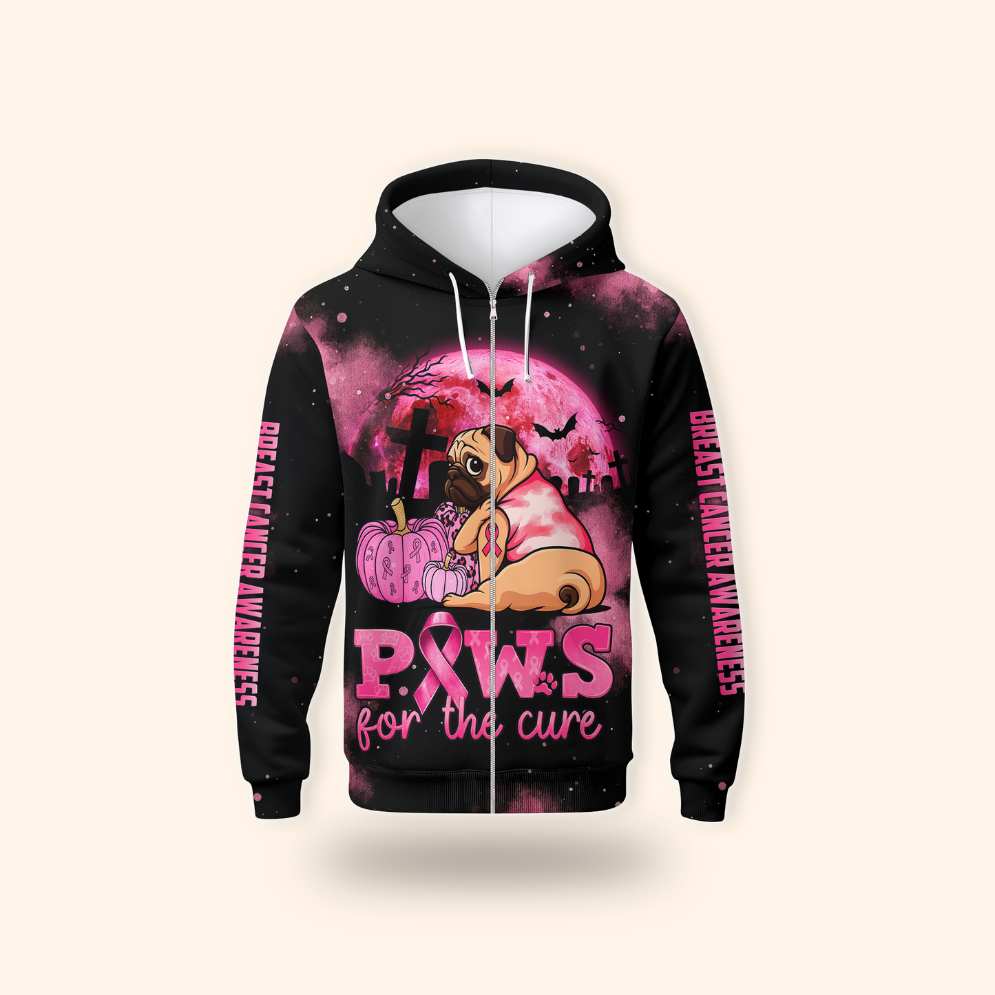 Pug Halloween Breast Cancer Awareness
