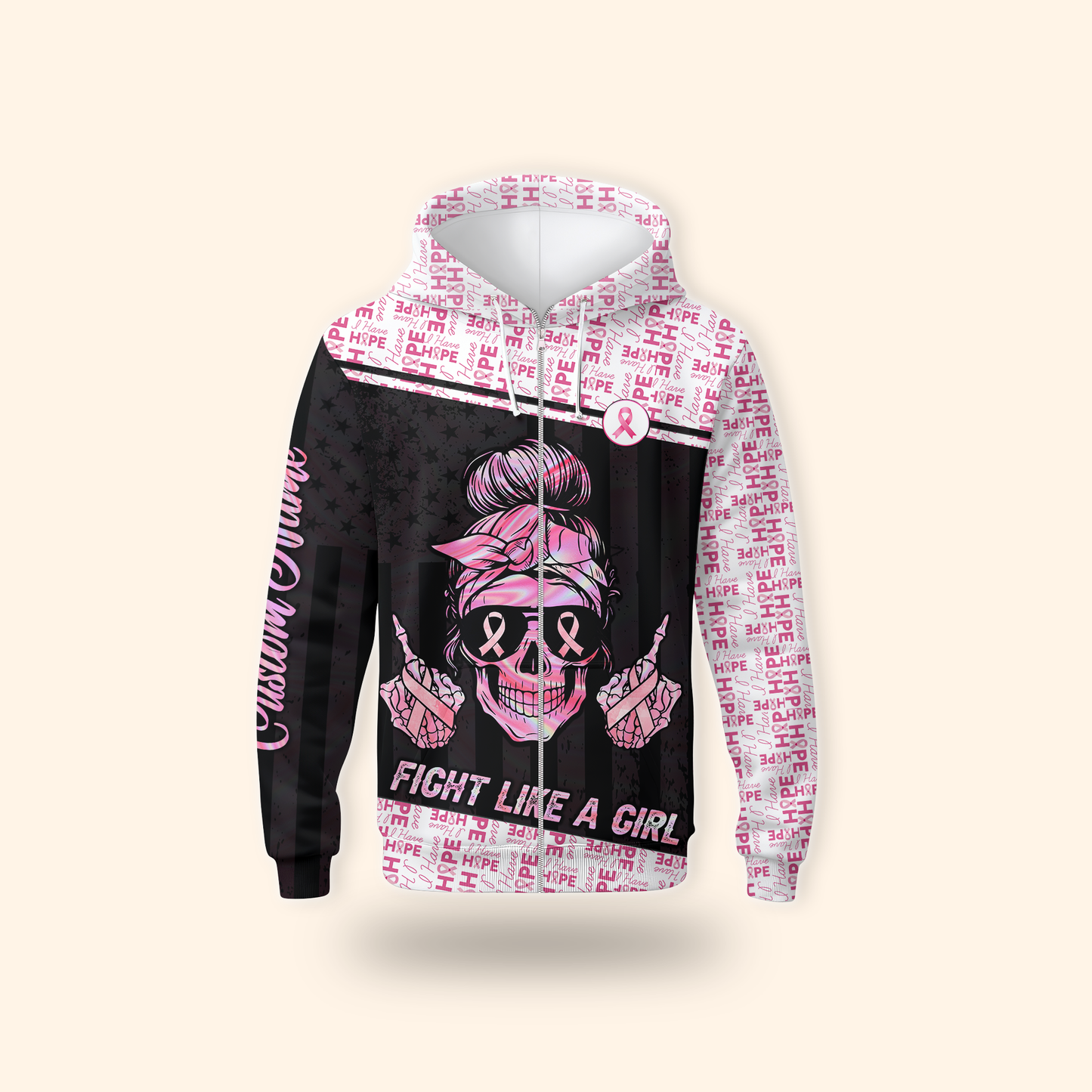 Personalized Fight Like A Skull Girl - Breast Cancer Awareness Shirt
