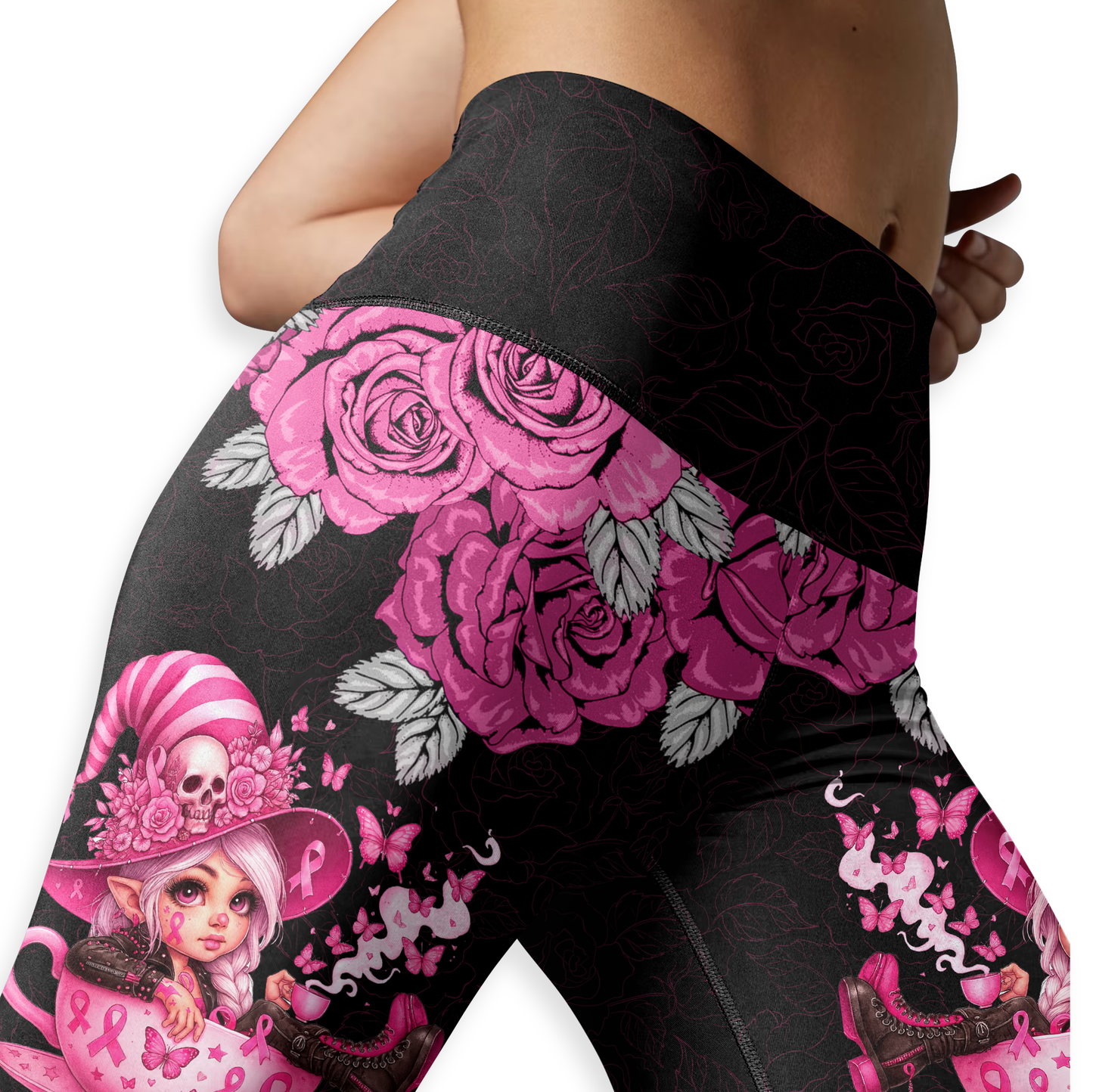 Personalized "Fight Like A Girl" Breast Cancer Awareness Hollow Tank Top and Leggings Set, Custom Choo