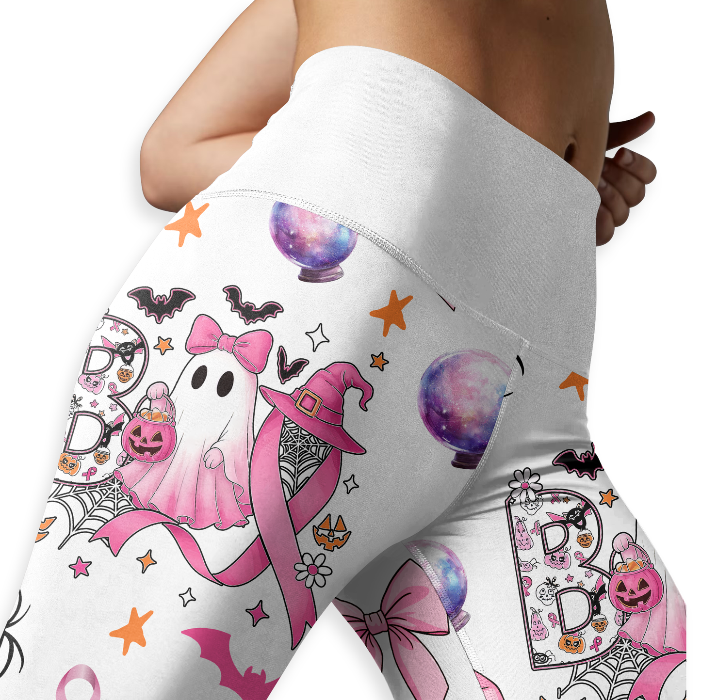 Pink Ribbon Ghost "Boo" Hollow Tank and Leggings Combo