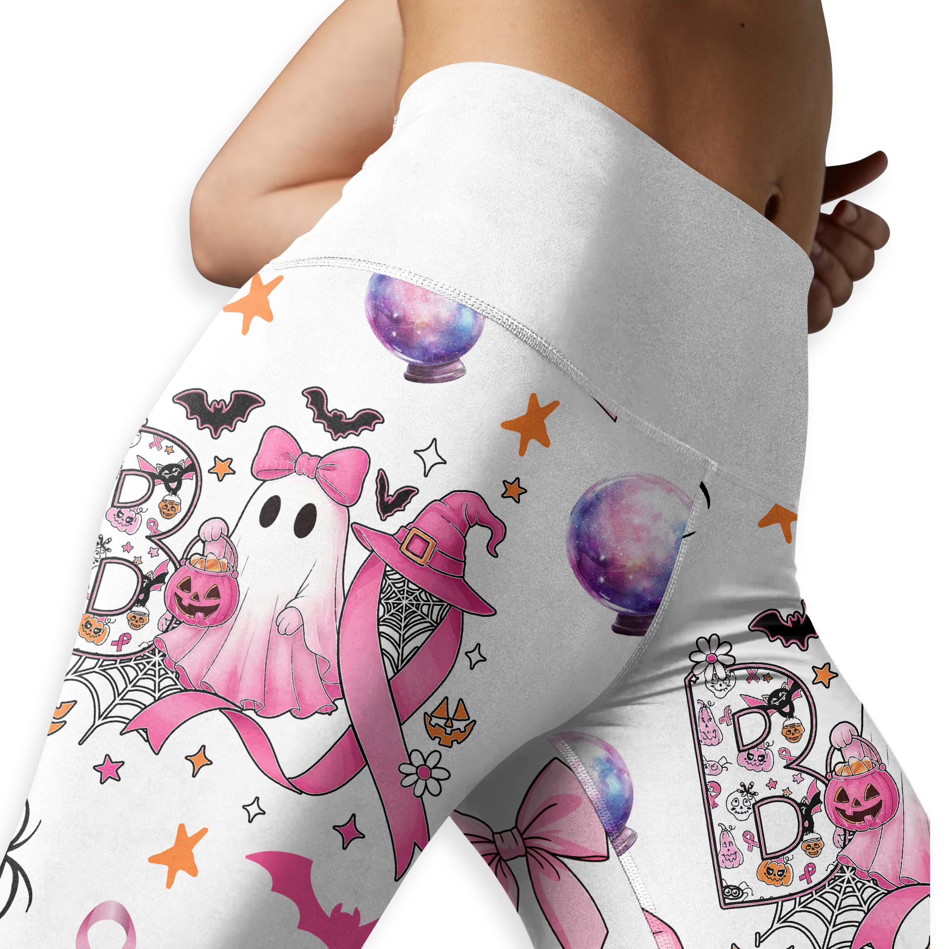 Pink Ribbon Ghost "Boo" Hollow Tank and Leggings Combo, Custom Choo