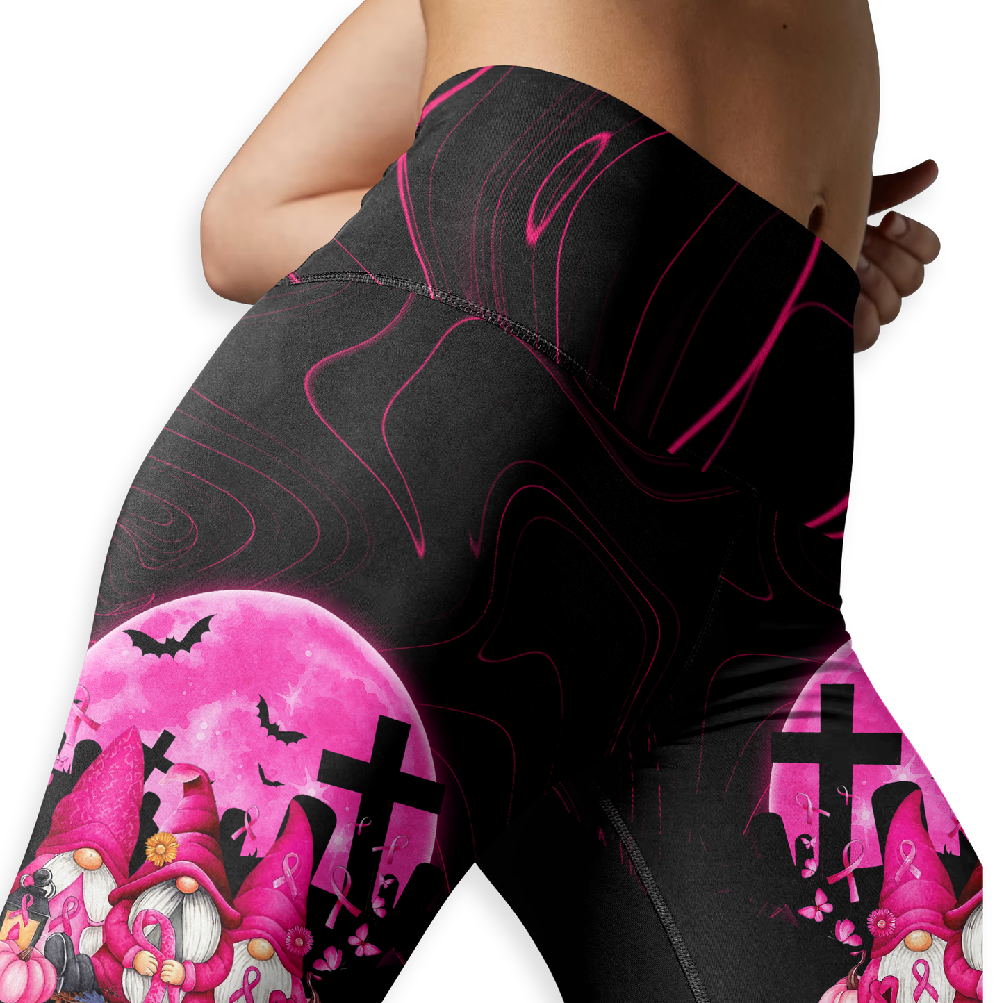Personalized "In October We Wear Pink" Gnomes Leggings and Tank Top Set, Custom Choo