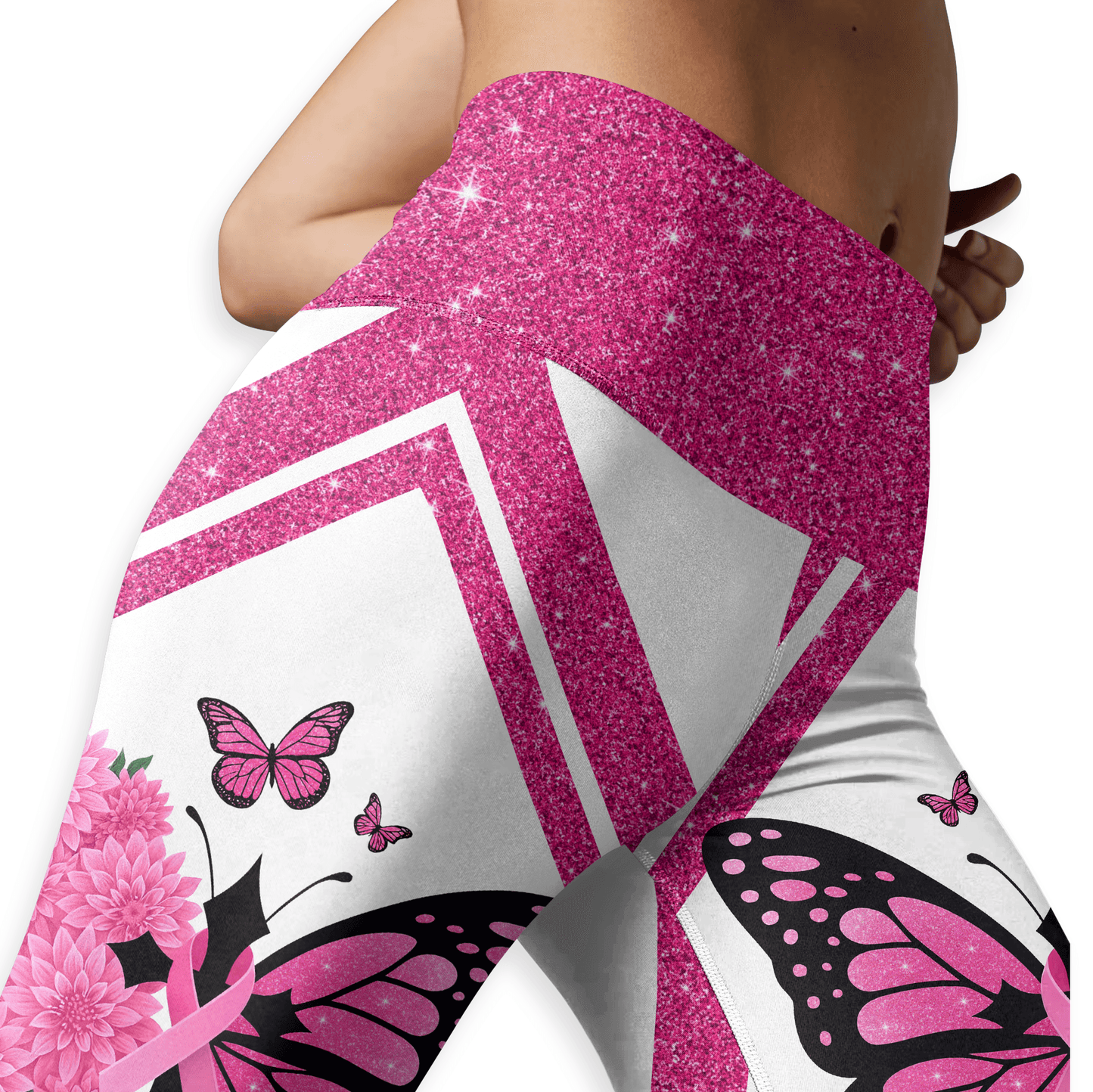 Faith Hope Love Cross-Marked Butterfly - Combo Legging Tanktop Breast Cancer Awareness