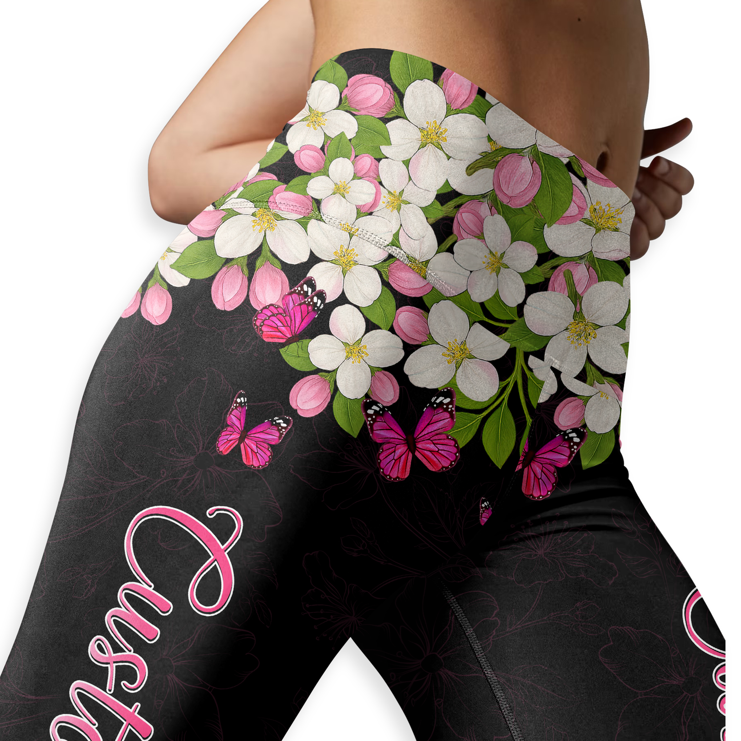 Personalized Floral Fight Like Warrior - Combo Legging Tanktop Breast Cancer Awareness