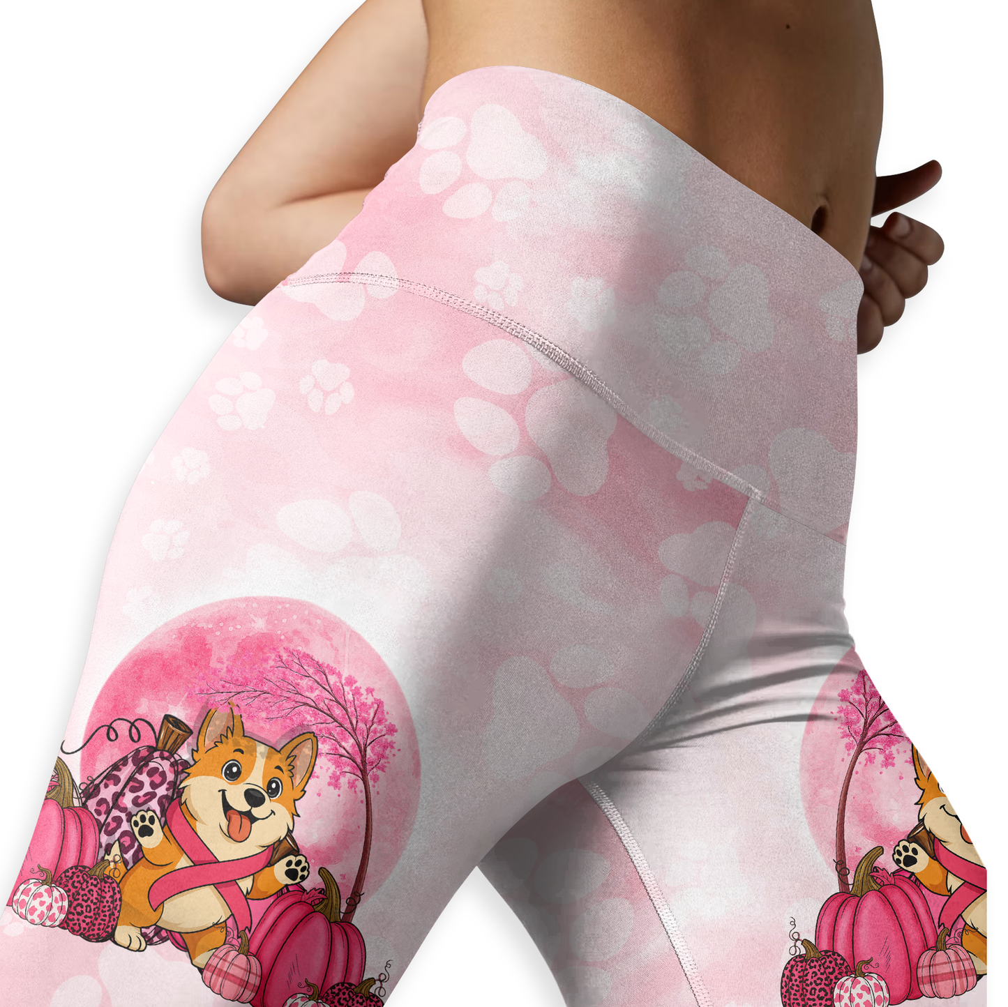 Breast Cancer Awareness Corgi Custom Name Tank Top & Leggings, Custom Choo