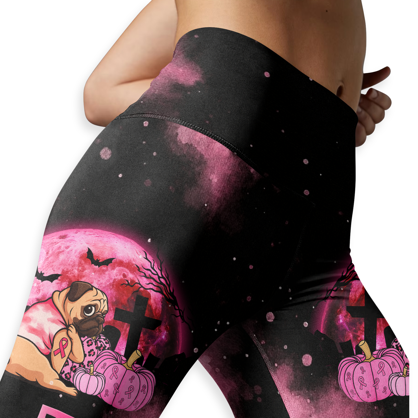 Pug Halloween Breast Cancer Awareness Leggings and Tank Top Set