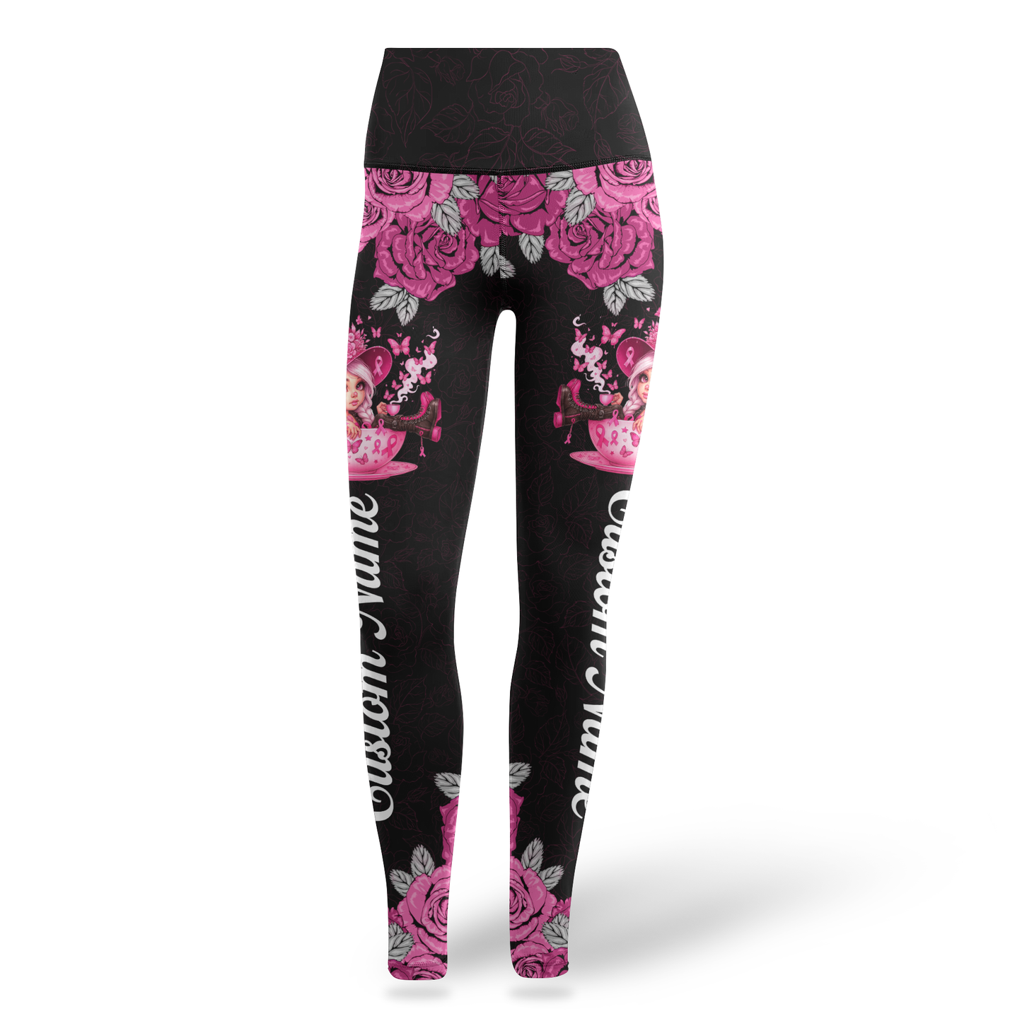 Personalized "Fight Like A Girl" Breast Cancer Awareness Hollow Tank Top and Leggings Set, Custom Choo