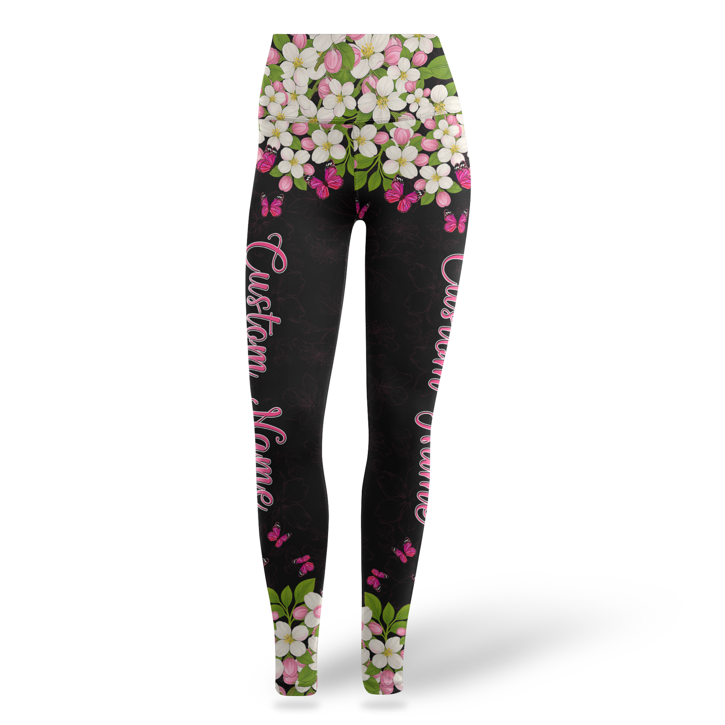 Personalized Floral Fight Like Warrior - Combo Legging Tanktop Breast Cancer Awareness