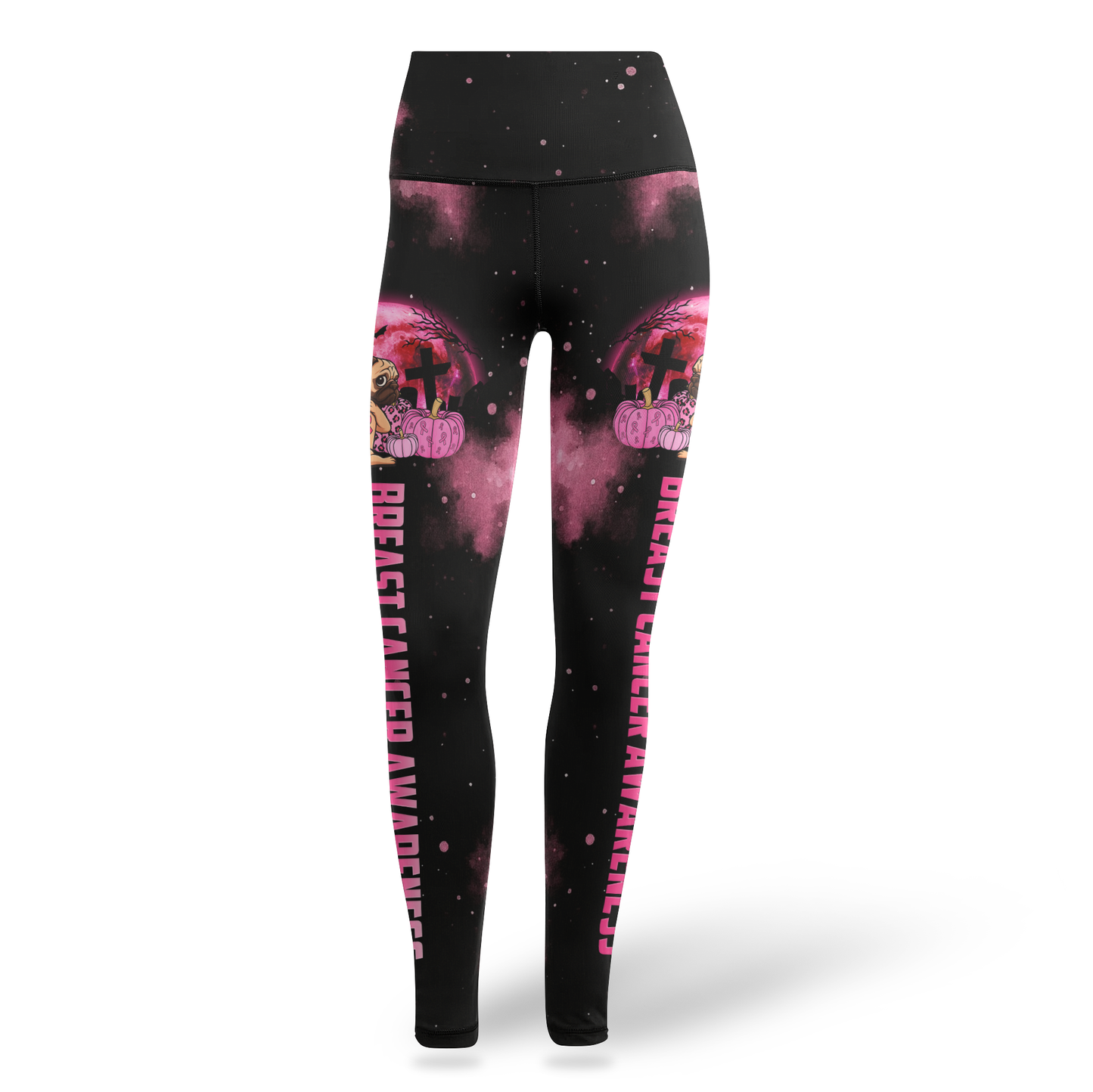 Pug Halloween Breast Cancer Awareness Leggings and Tank Top Set