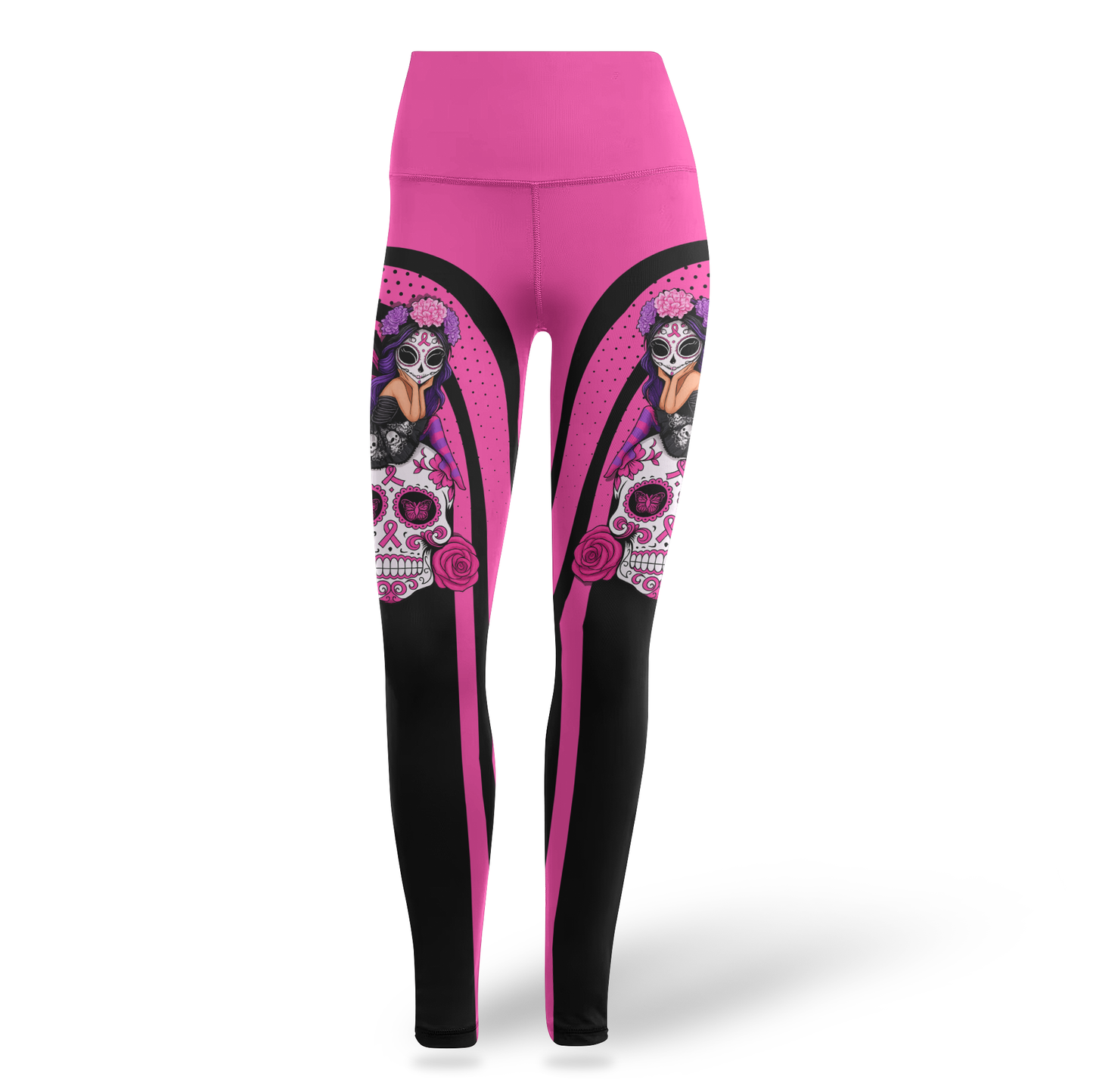 Breast Cancer Awareness Gothic Fairy on Sugar Skull "Fight Like A Girl" Combo Legging + Tanktop, Custom Choo