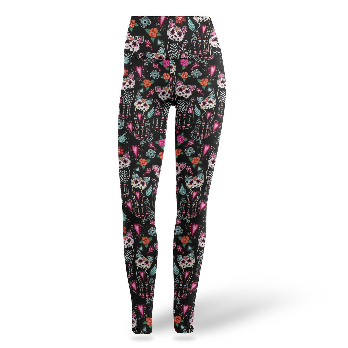 Sugar Skull Cat Leggings & Tank Top Set – Day of the Dead Workout Outfit for Women, Custom Choo