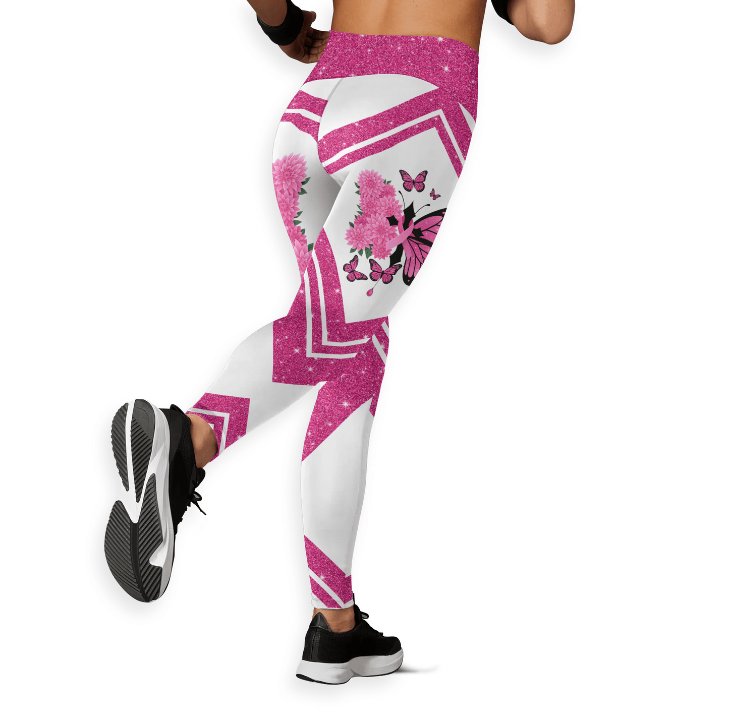 Faith Hope Love Cross-Marked Butterfly - Combo Legging Tanktop Breast Cancer Awareness