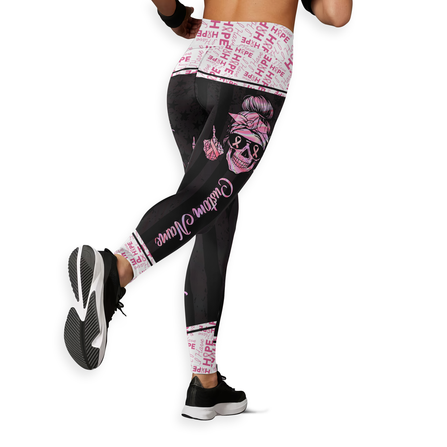 Personalized Fight Like A Skull Girl- Combo Legging Tanktop Breast Cancer Awareness