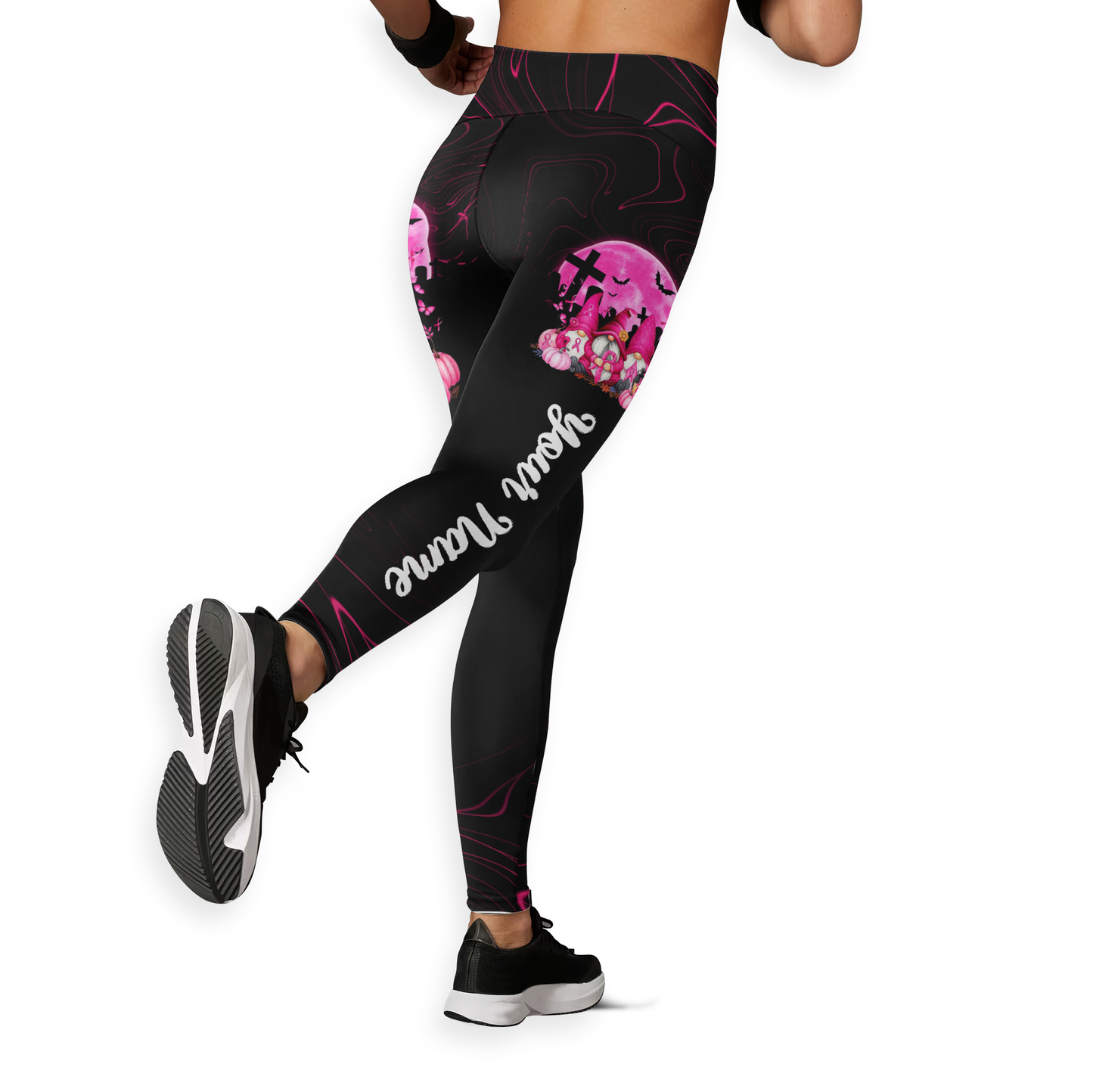 Personalized "In October We Wear Pink" Gnomes Leggings and Tank Top Set, Custom Choo