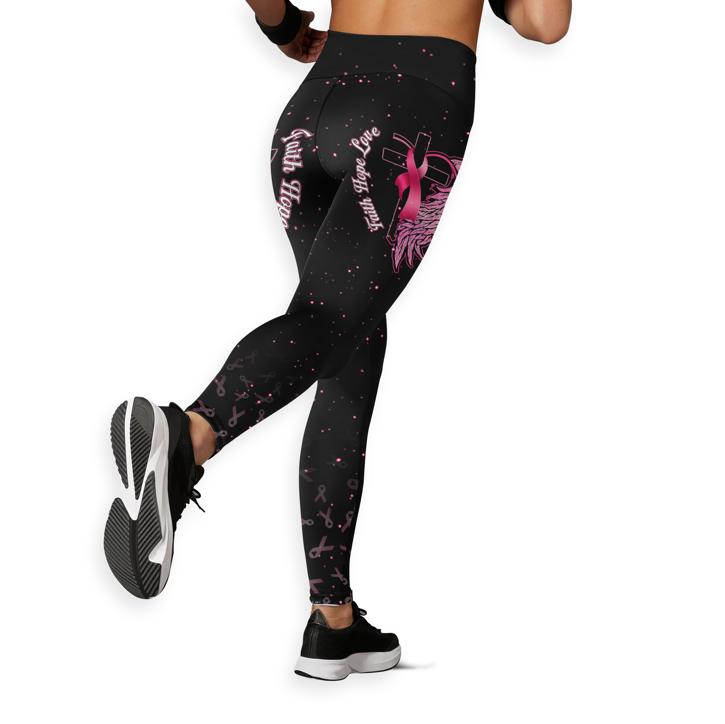 Faith Hope Love For My Mom In Heven - Combo Legging Tanktop Breast Cancer Awareness