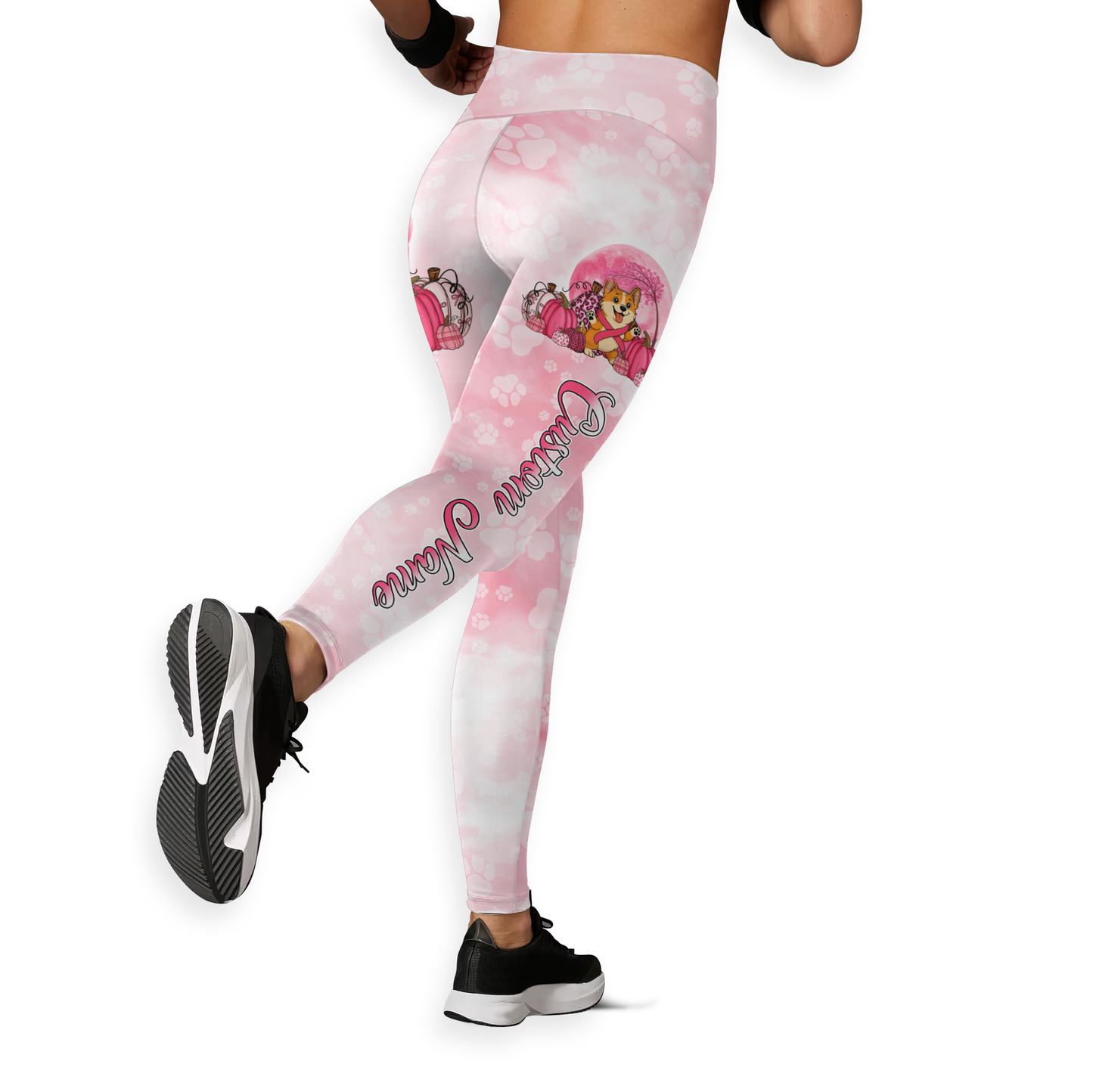 Breast Cancer Awareness Corgi Custom Name Tank Top & Leggings, Custom Choo