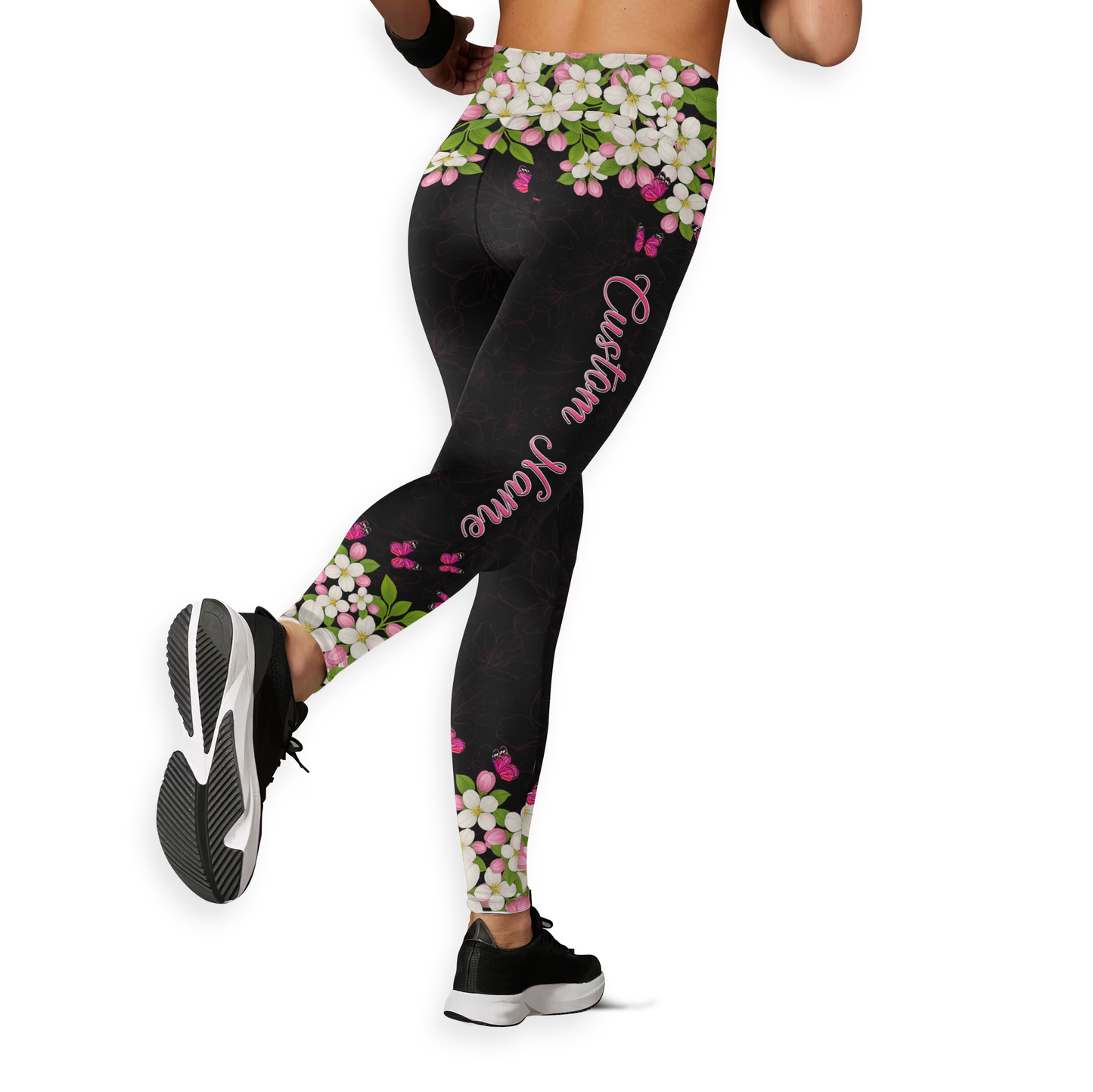 Personalized Floral Fight Like Warrior - Combo Legging Tanktop Breast Cancer Awareness