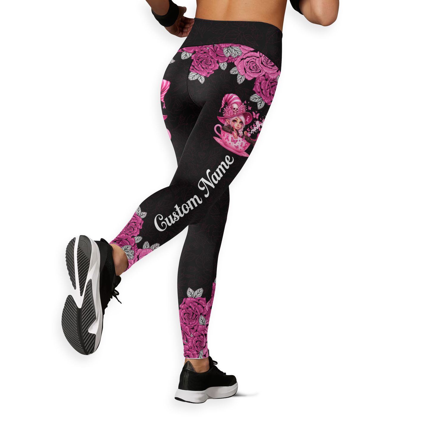 Personalized "Fight Like A Girl" Breast Cancer Awareness Hollow Tank Top and Leggings Set, Custom Choo