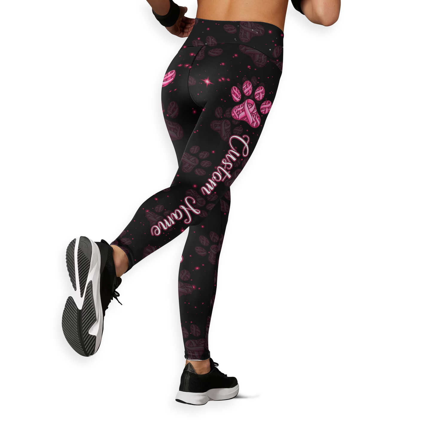 Personalized Paws For A Cure - Combo Legging Tanktop Breast Cancer Awareness