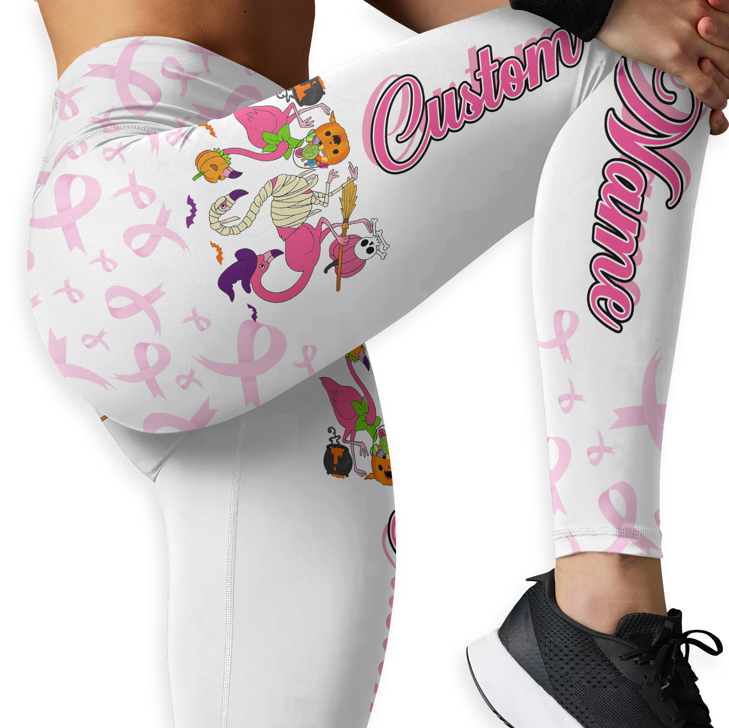 Spooky Flamingo Breast Cancer Awareness Outfit, Custom Choo