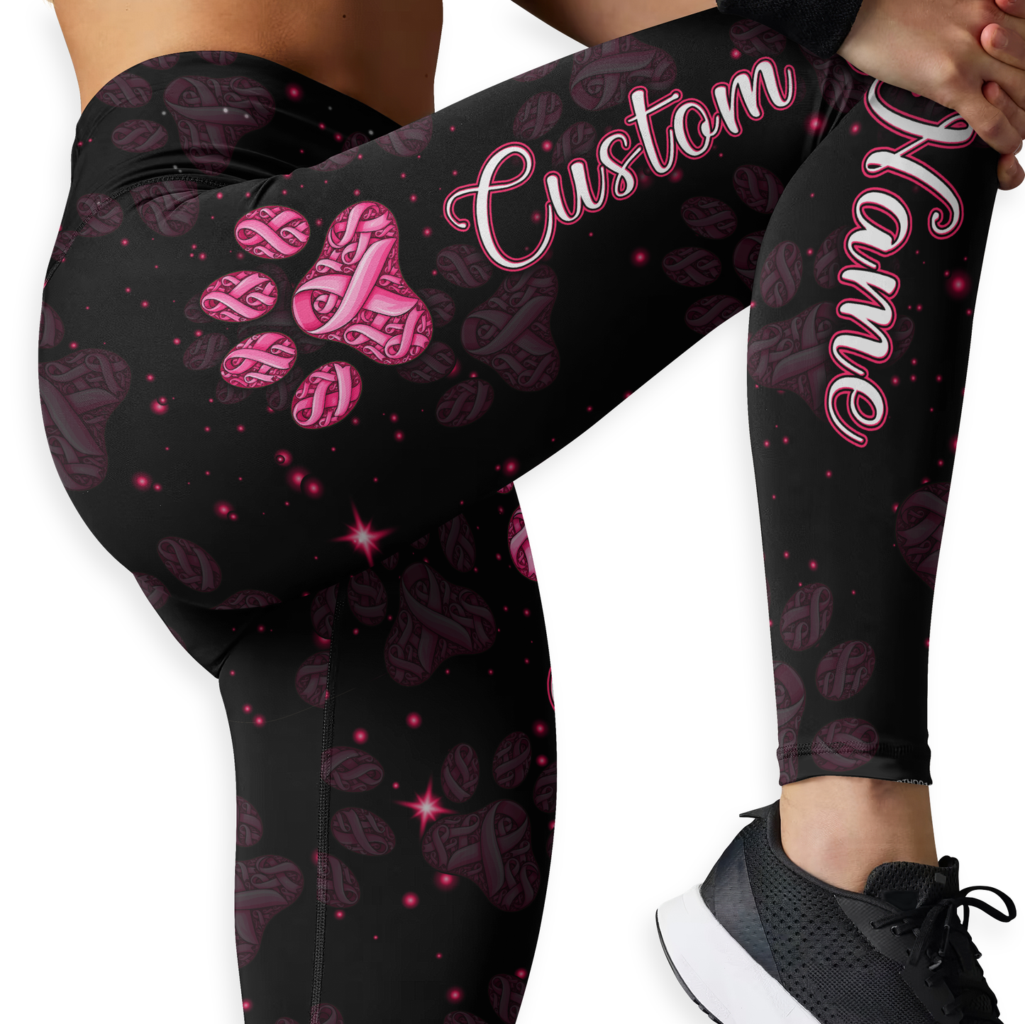 Personalized Paws For A Cure - Combo Legging Tanktop Breast Cancer Awareness