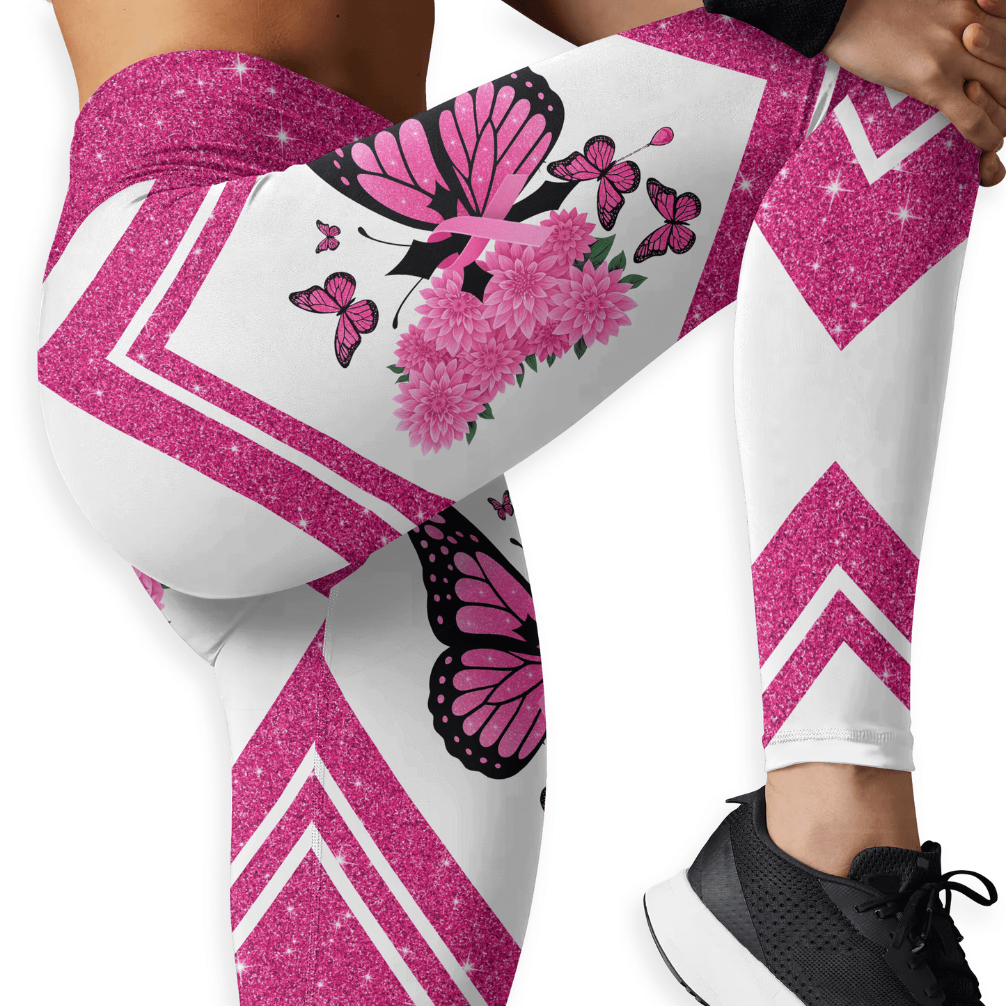 Faith Hope Love Cross-Marked Butterfly - Combo Legging Tanktop Breast Cancer Awareness