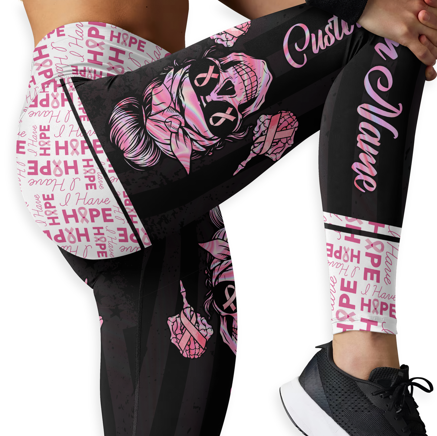 Personalized Fight Like A Skull Girl- Combo Legging Tanktop Breast Cancer Awareness