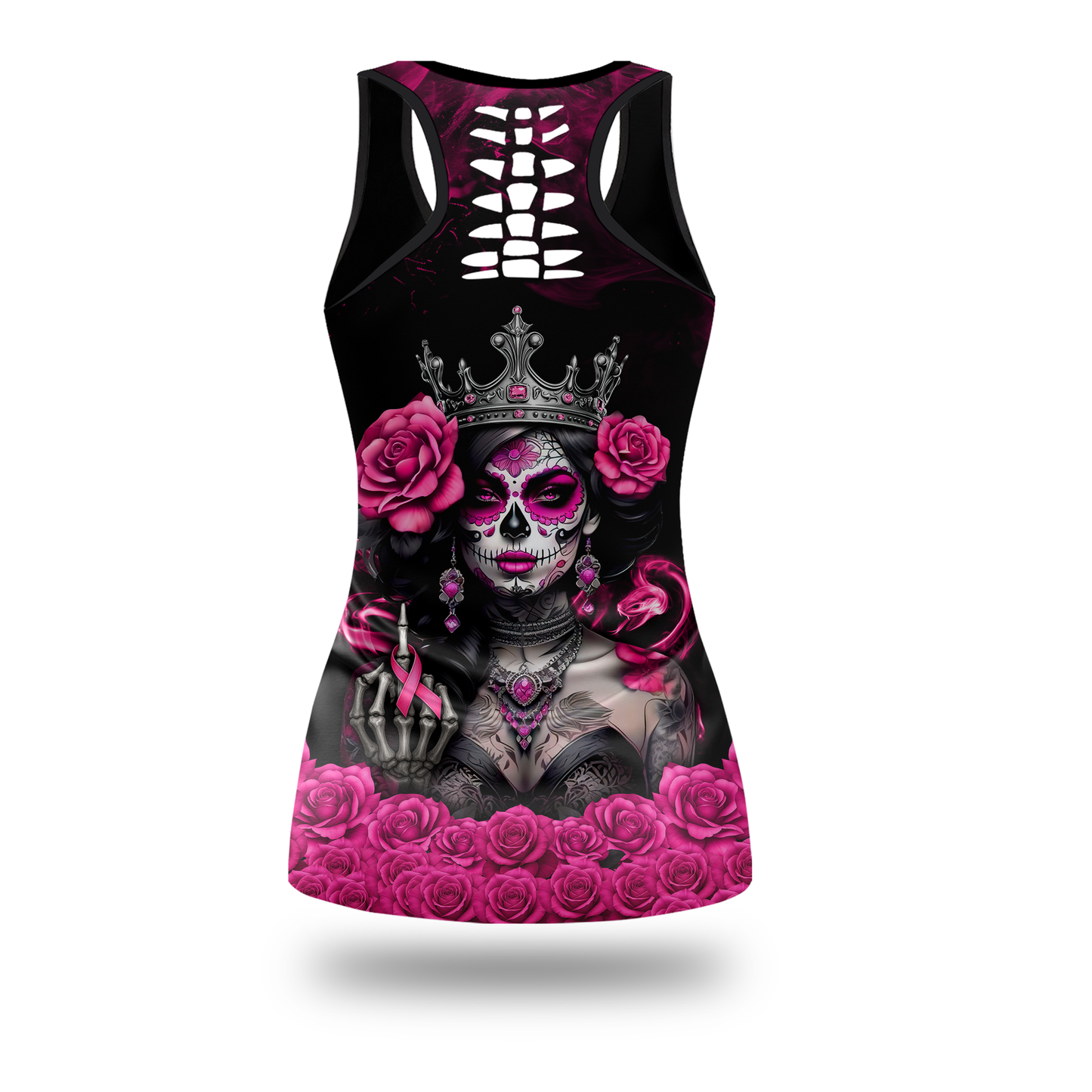 Breast Cancer Warrior Sugar Skull Outfit, Custom Choo