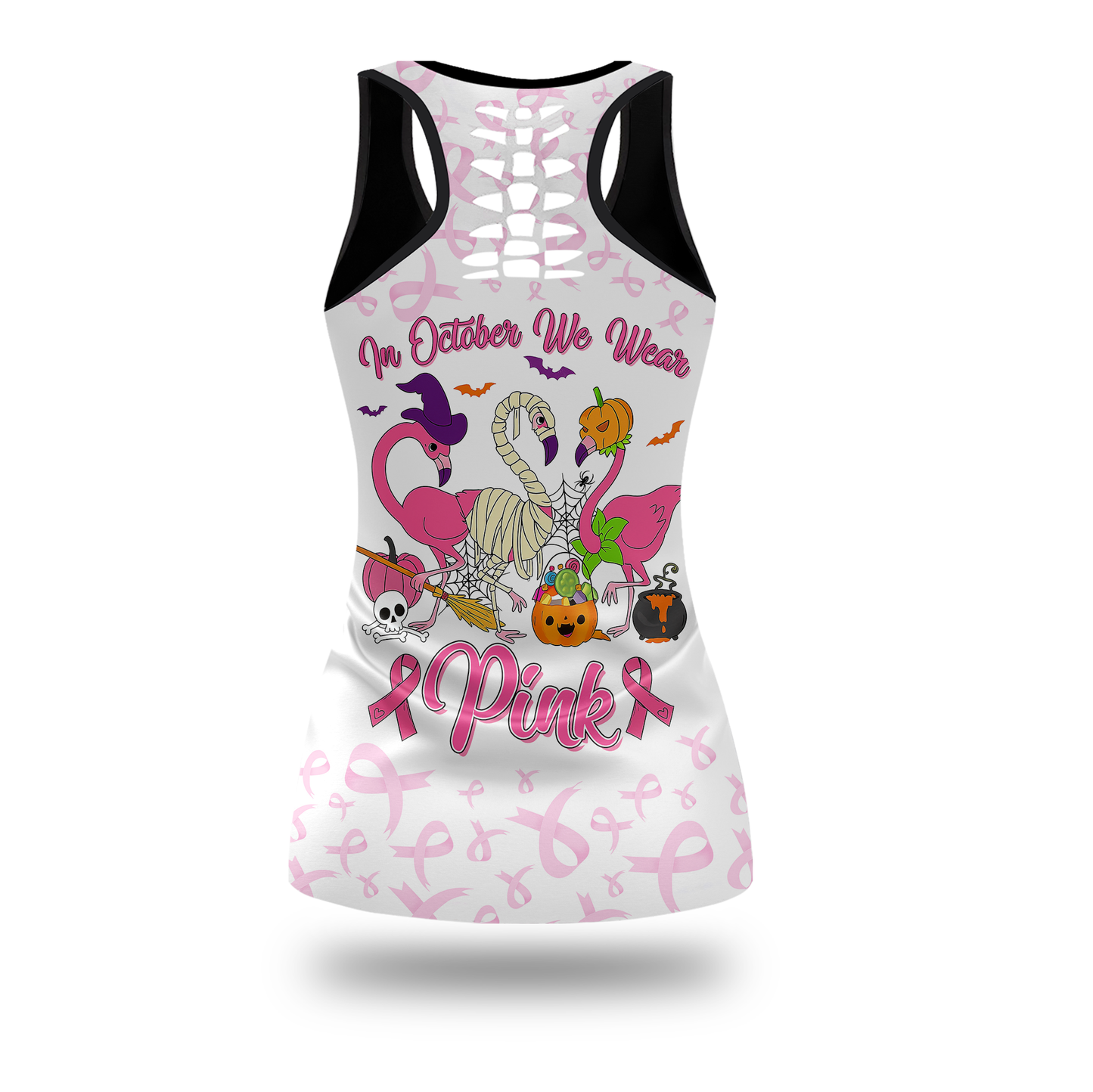 Spooky Flamingo Breast Cancer Awareness Outfit, Custom Choo