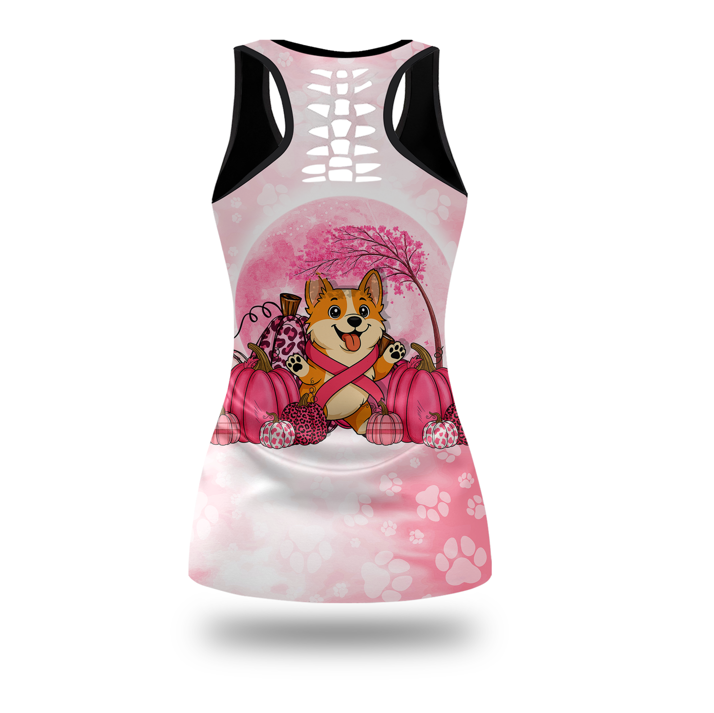 Breast Cancer Awareness Corgi Custom Name Tank Top & Leggings, Custom Choo