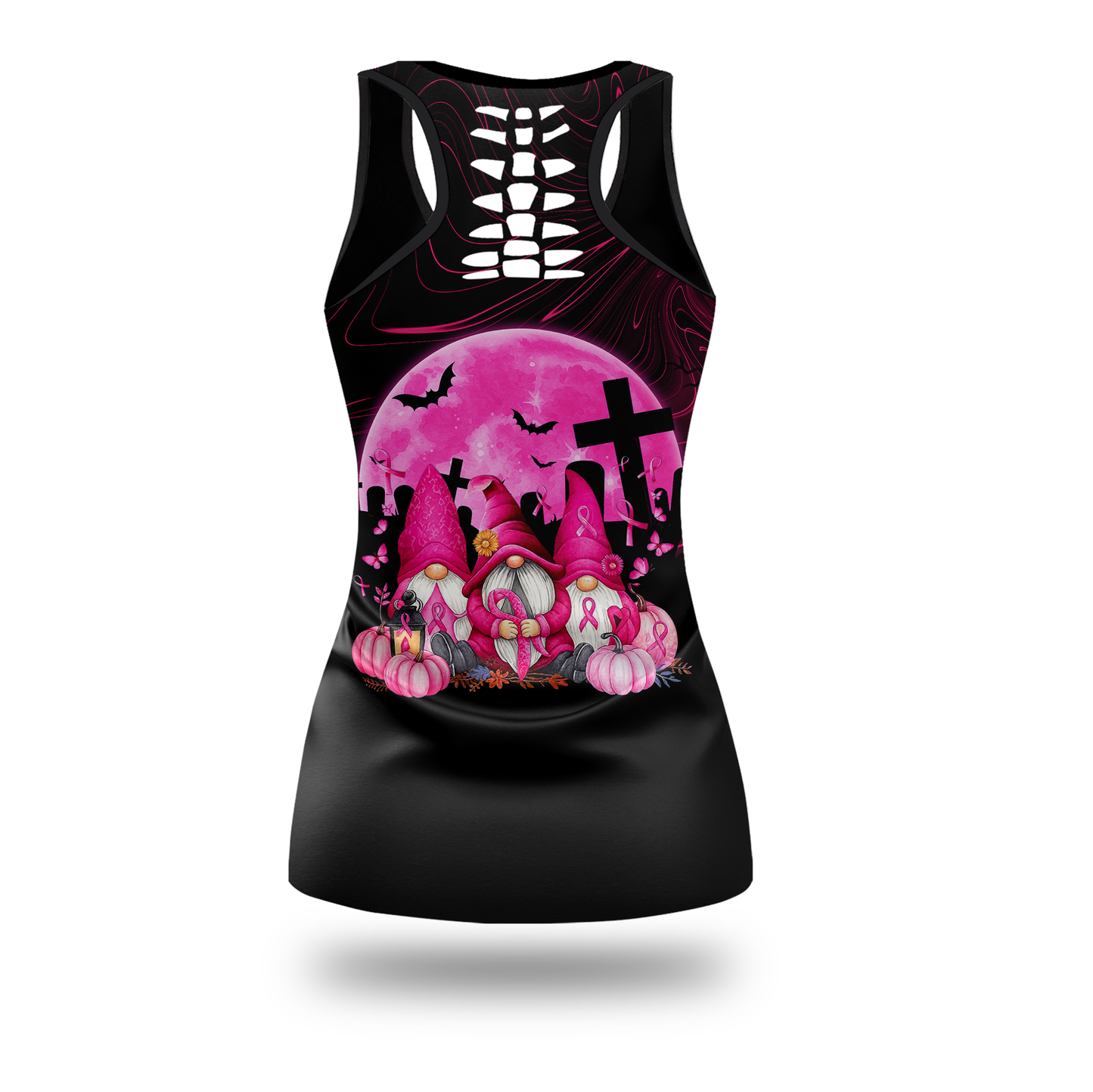 Personalized "In October We Wear Pink" Gnomes Leggings and Tank Top Set, Custom Choo