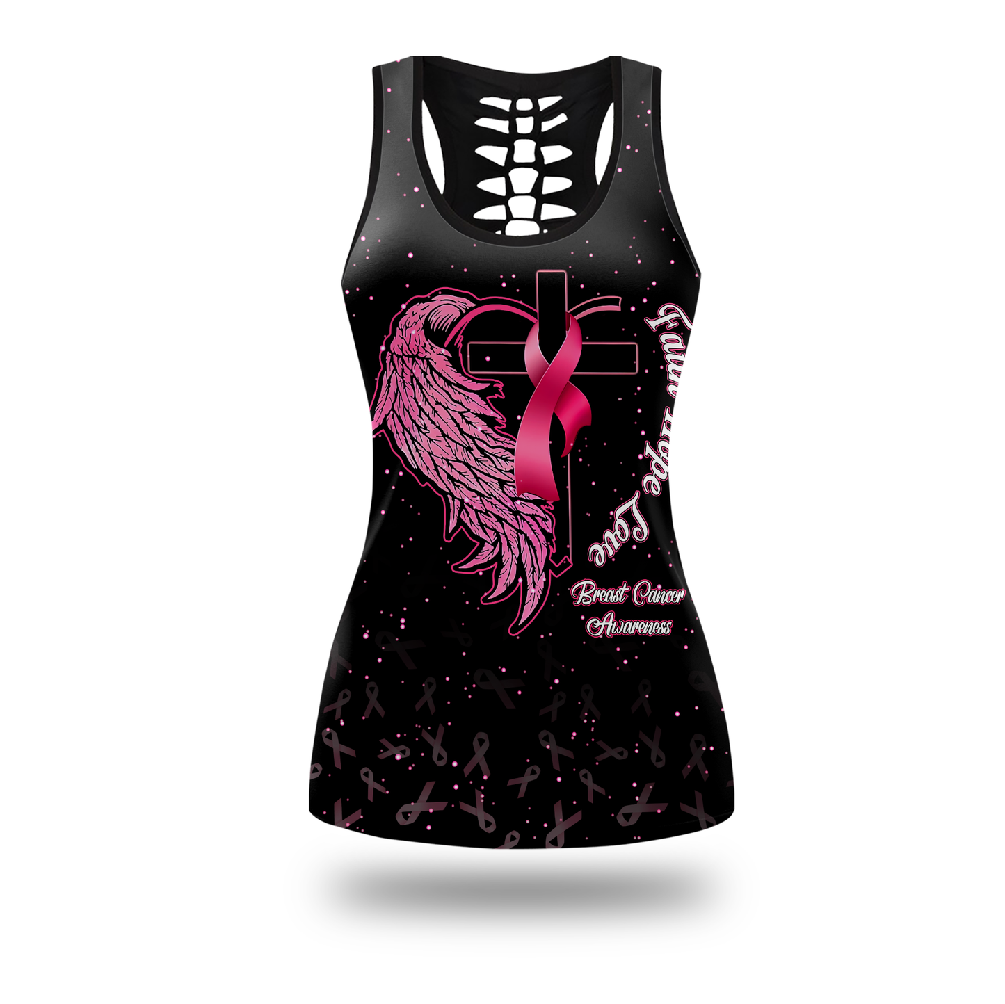 Faith Hope Love For My Mom In Heven - Combo Legging Tanktop Breast Cancer Awareness