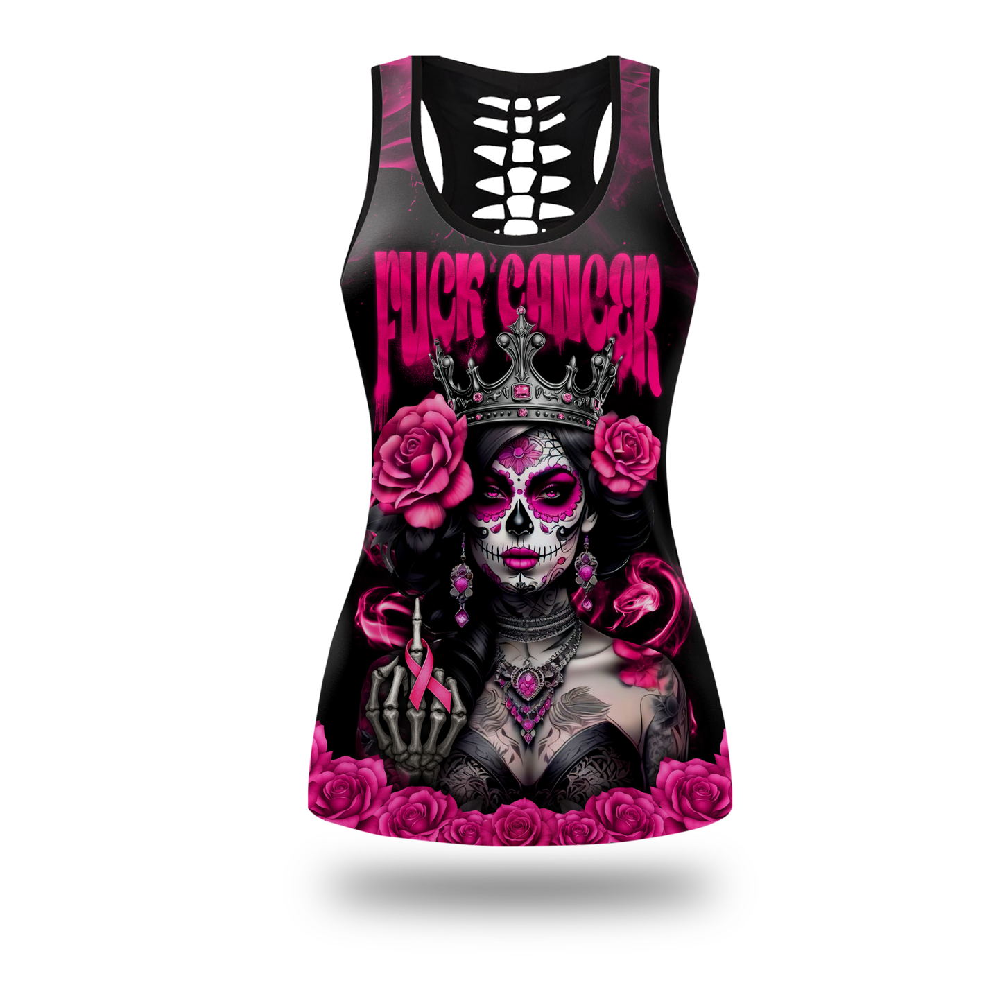 Breast Cancer Warrior Sugar Skull Outfit, Custom Choo