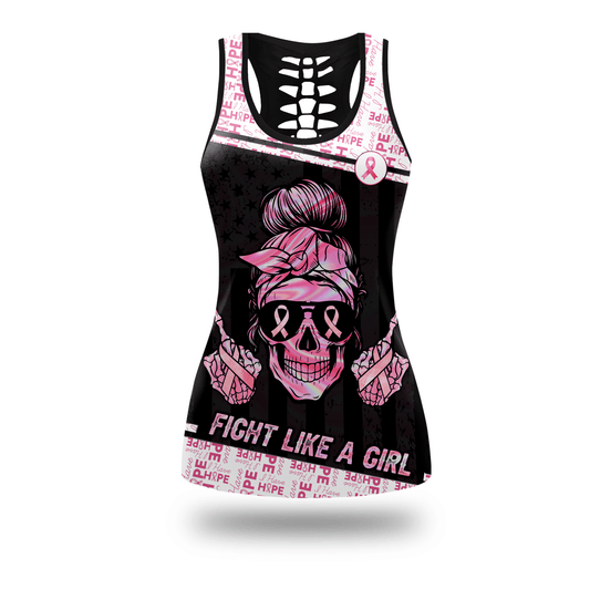 Personalized Fight Like A Skull Girl- Combo Legging Tanktop Breast Cancer Awareness, Custom Choo