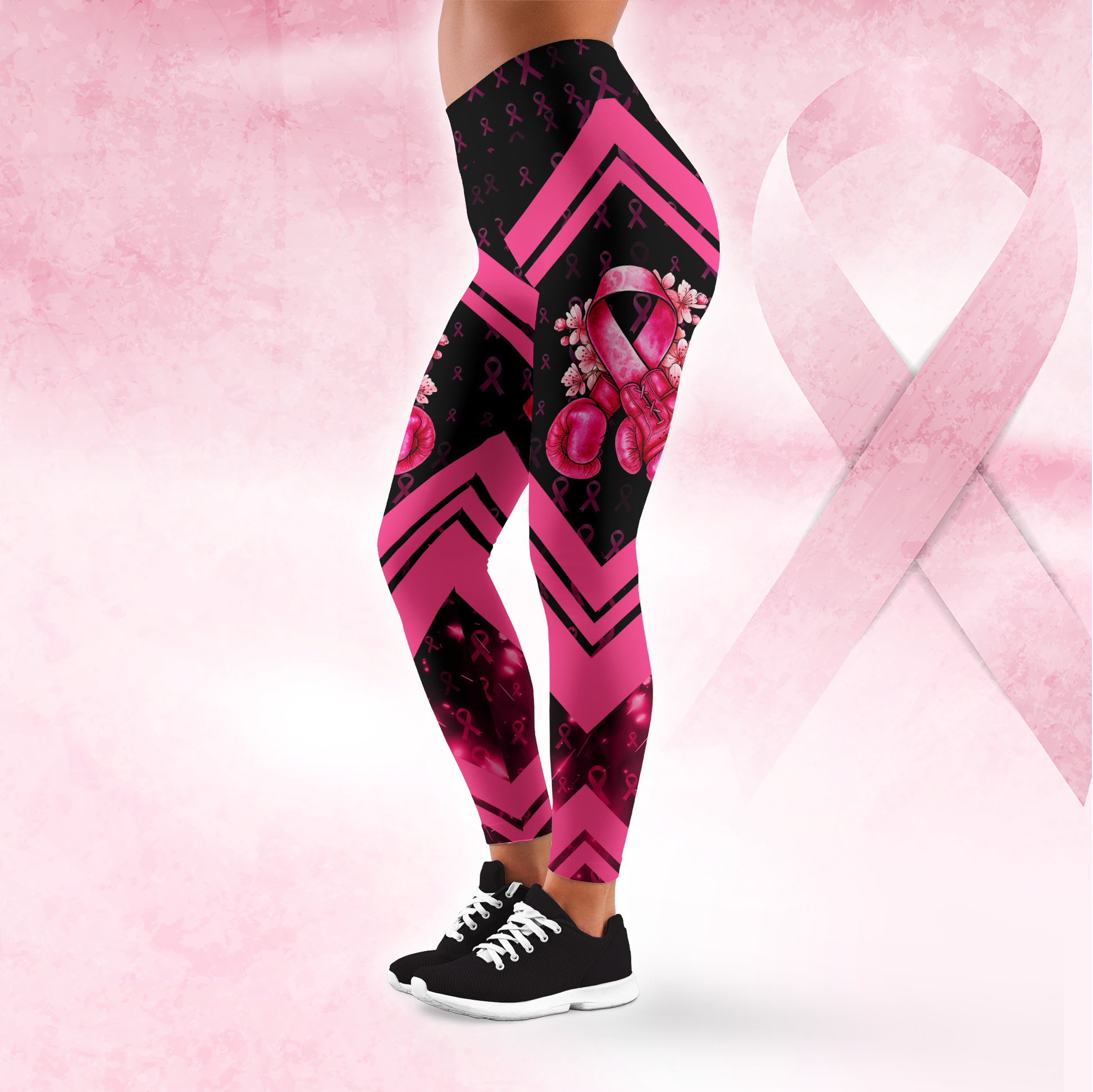"I Won" Pink Ribbon Fighter Rosie the Riveter Leggings and Tank Outfit, Custom Choo
