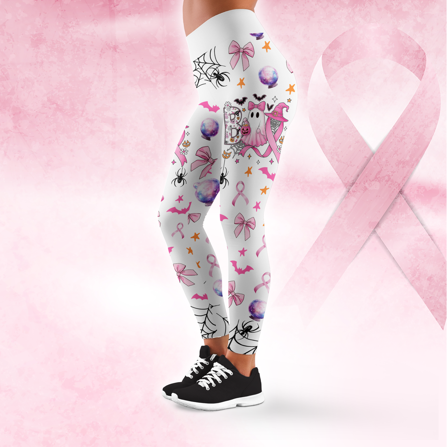 Pink Ribbon Ghost "Boo" Hollow Tank and Leggings Combo