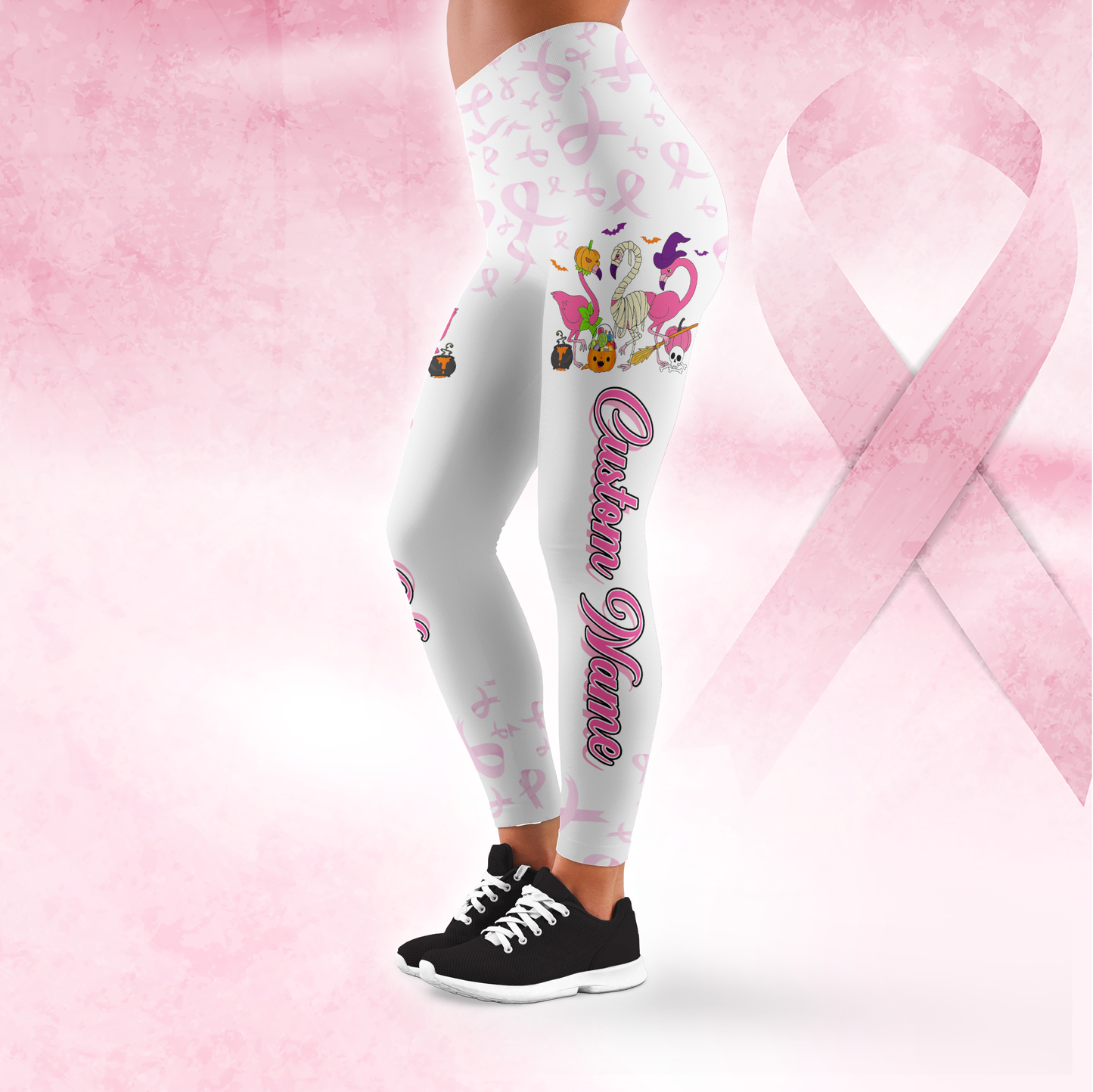 Spooky Flamingo Breast Cancer Awareness Outfit, Custom Choo