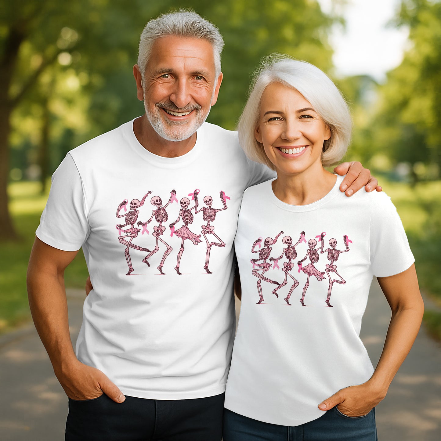 Breast Cancer Areness Shirt - Pink Ribbon Dancing Bone