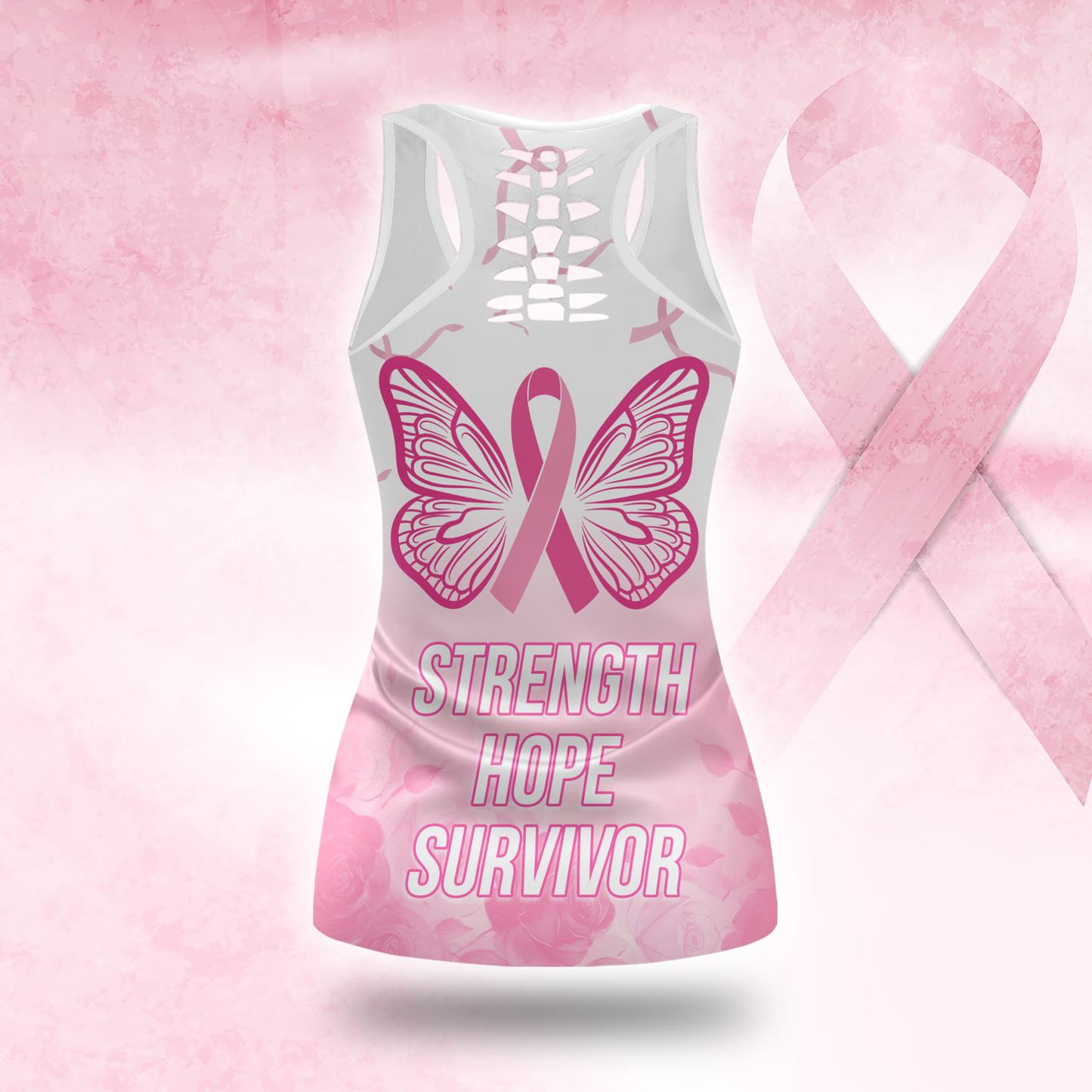 Personalized "Fight Like A Girl" Strong Woman Pink Bandana Leggings and Criss-Cross Tank Set
