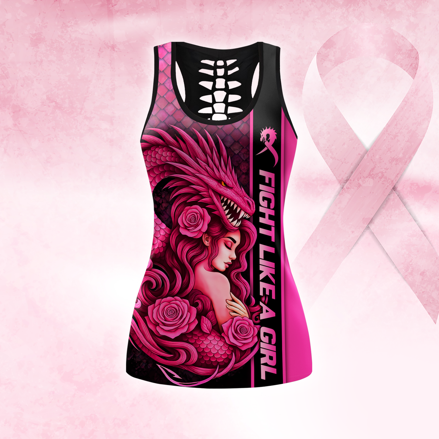 Dragon Spirit Fight Like a Girl - Combo Legging Breast Cancer Awareness