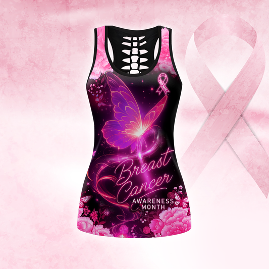 Pink Butterfly Ribbon of Hope - Combo Legging Tanktop Breast Cancer Awareness, Custom Choo