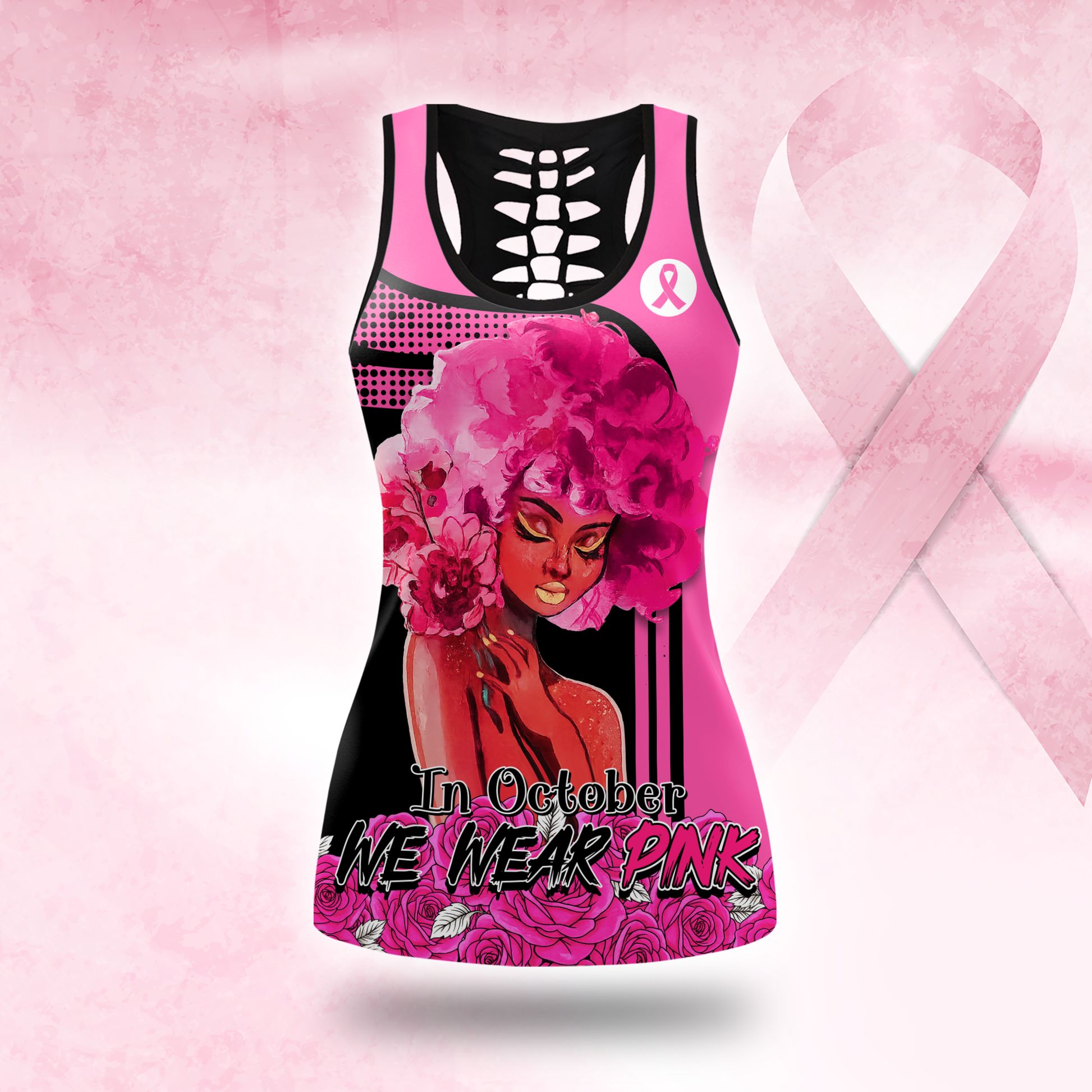 Breast Cancer Awareness Black Woman Art All-Over Print Outfit, Custom Choo