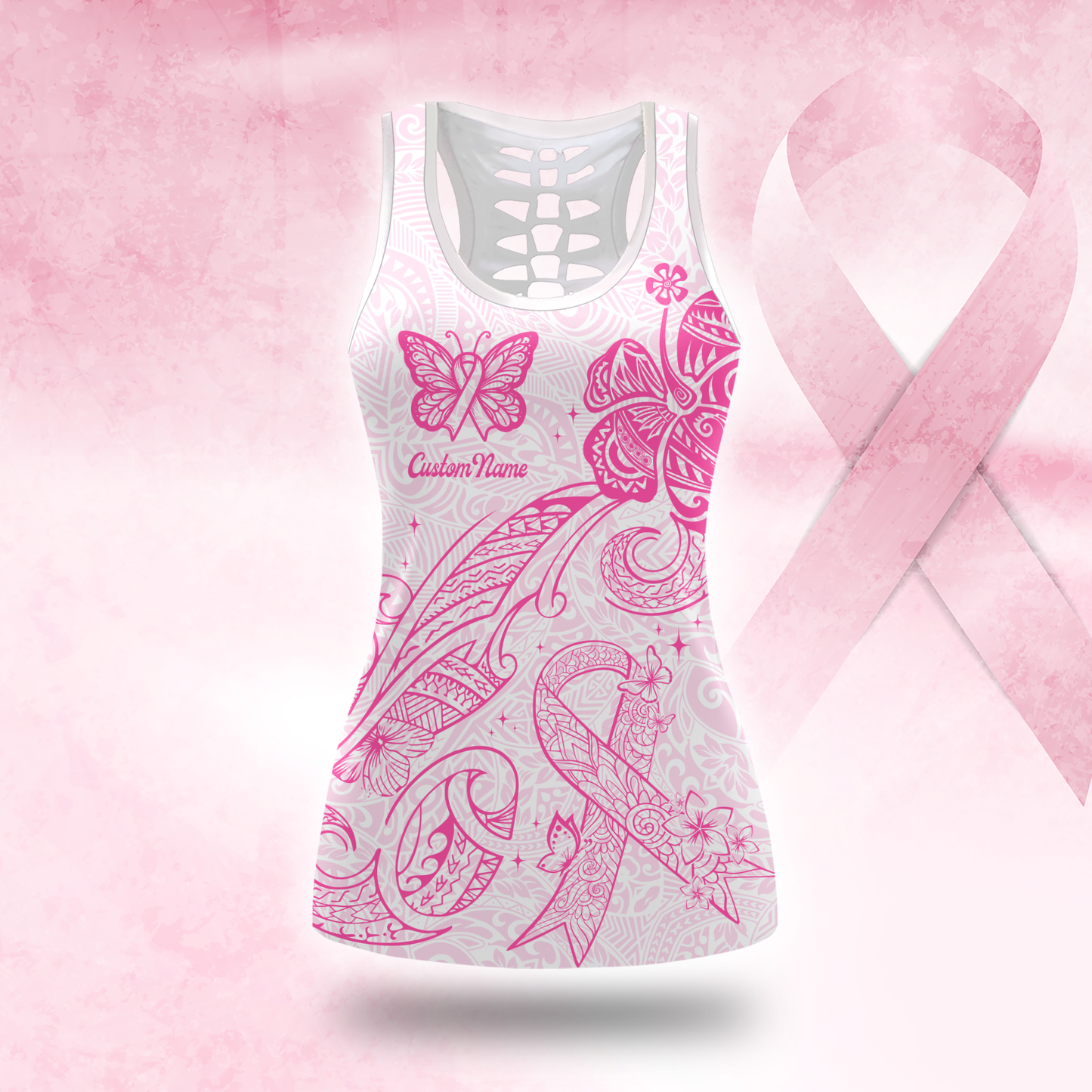 Custom Name Maori Pattern - Breast Cancer Awareness Shirt