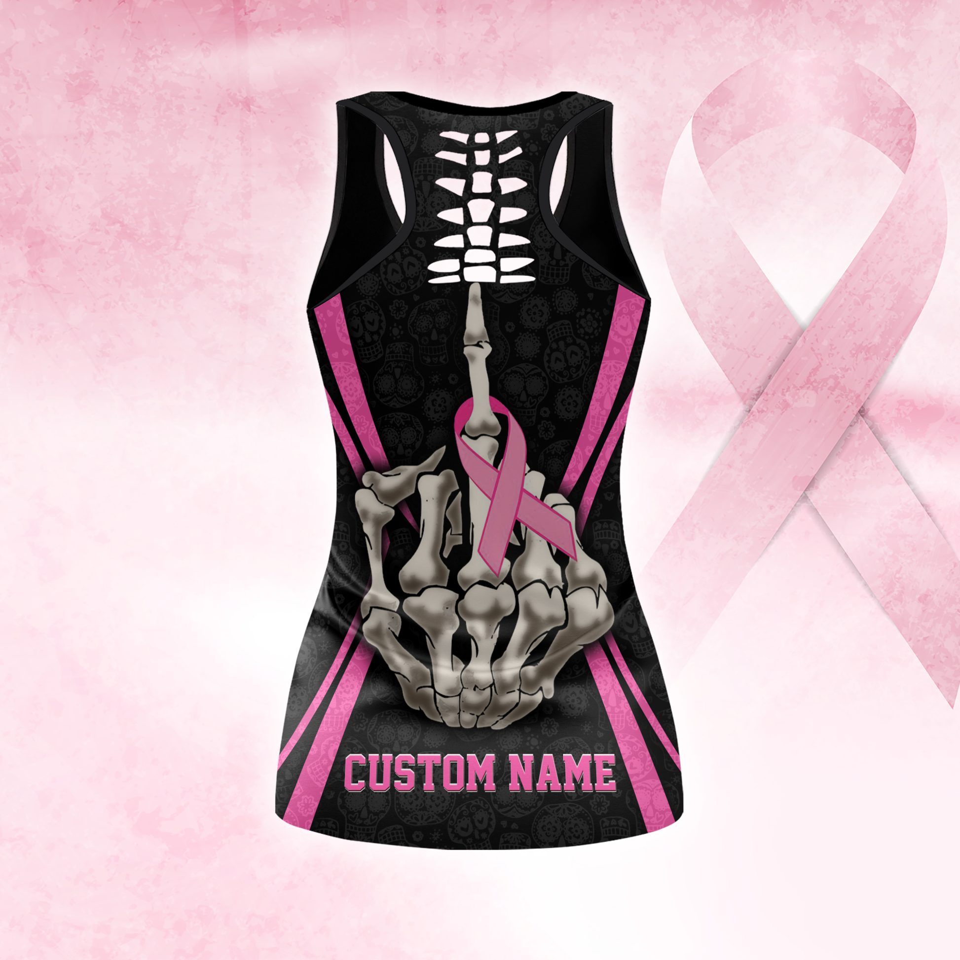 Personalized Sugar Skull Fight Like A Girl -  Combo Legging Breast Cancer Awareness, Custom Choo